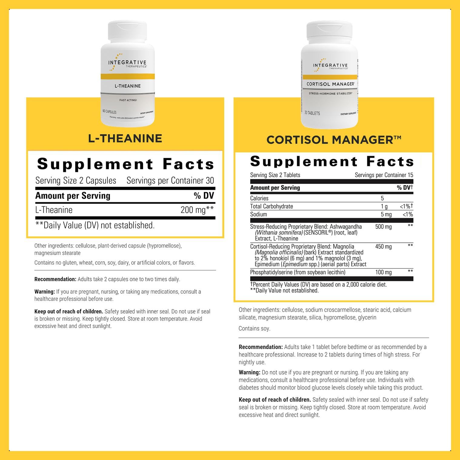 Integrative Therapeutics Cortisol Manager & L-Theanine Integrative TherapeuticsAu supplements