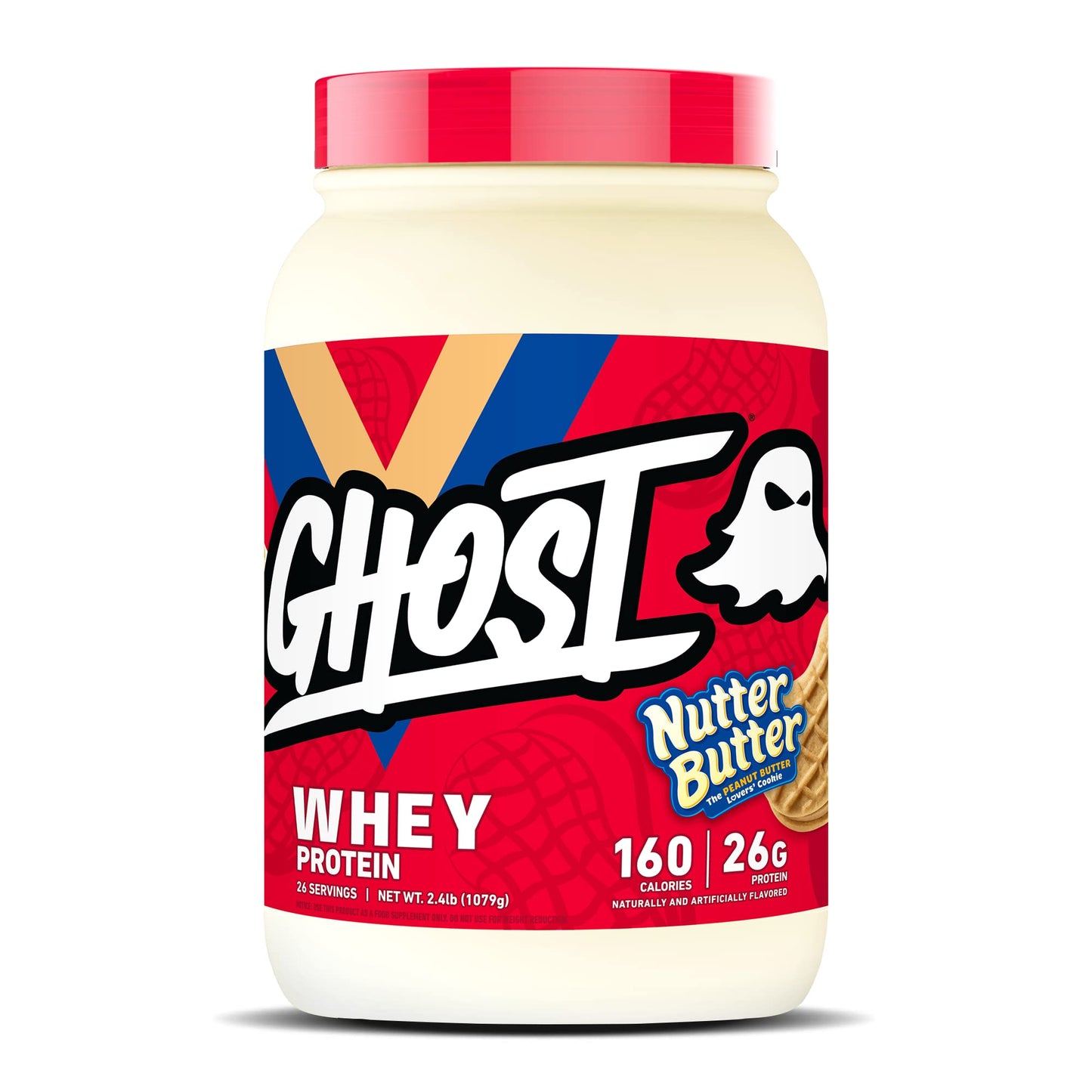GHOST Whey Protein Powder, Nutter Butter - 2LB Tub, 26G of Protein - Peanut Butter GHOSTUS supplements