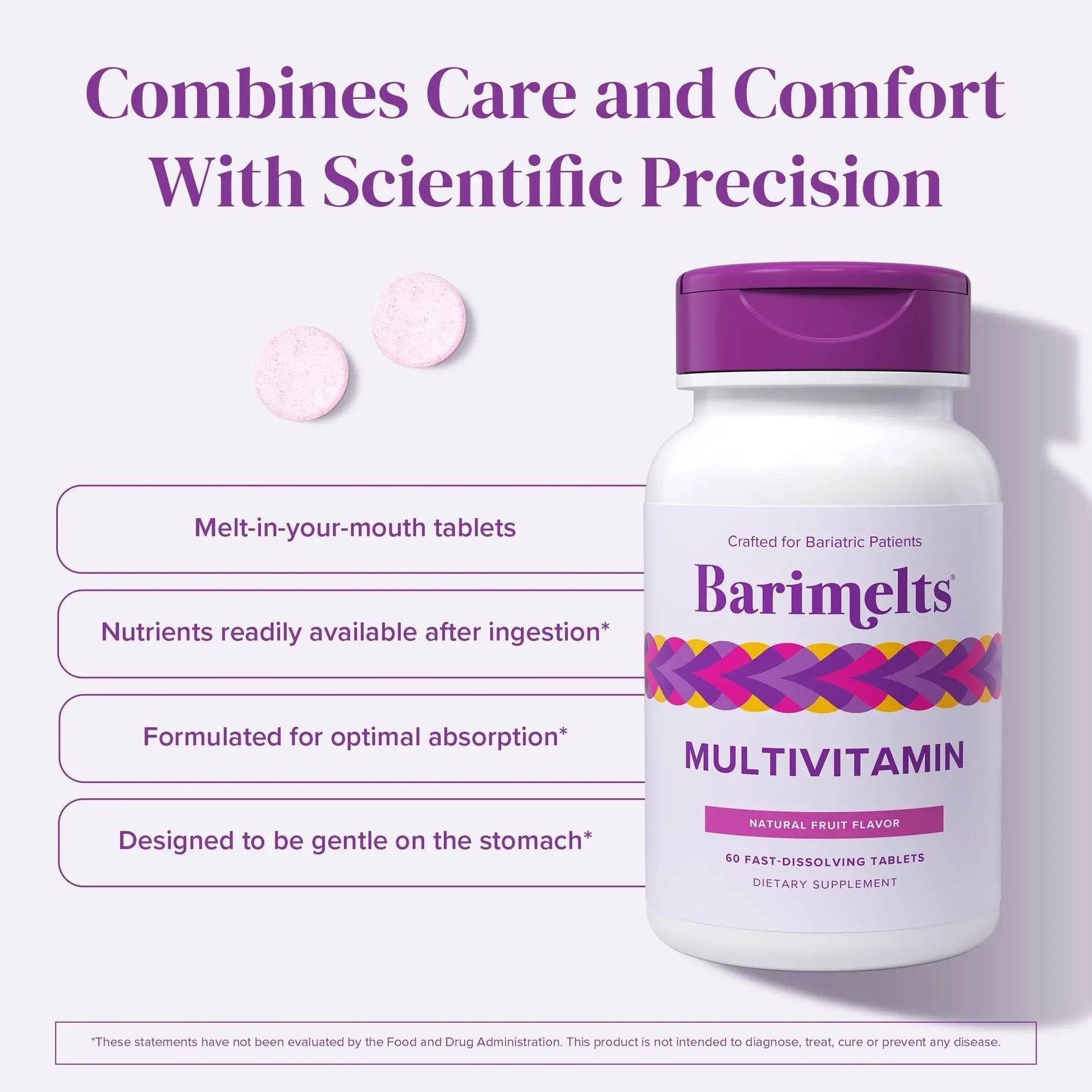 BariMelts Multivitamin, 60 Fast-Dissolving Tablets (1-Month Supply), Sugar-Free Bariatric Multivitamin for Women, Natural Fruit Flavor BariMeltsAu supplements
