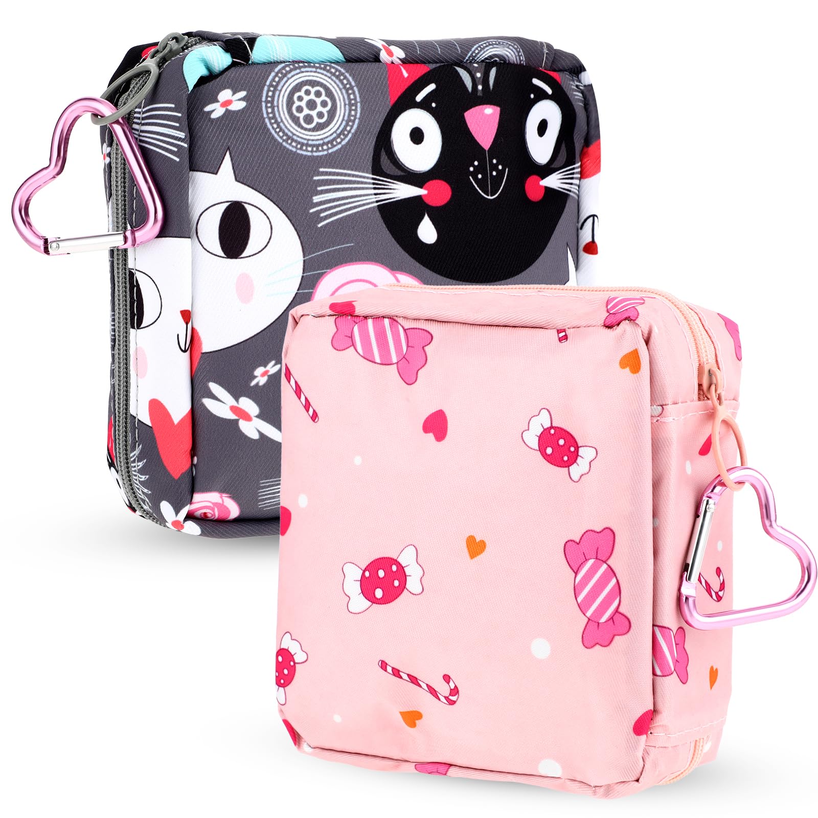 Abeillo 2Pcs Period Bag with Heart Carbiner, Sanitary Pad Storage Bag Samll Period Pouch AbeilloAu supplements