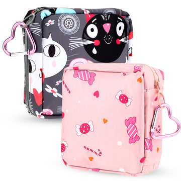 Abeillo 2Pcs Period Bag with Heart Carbiner, Sanitary Pad Storage Bag Samll Period Pouch AbeilloAu supplements