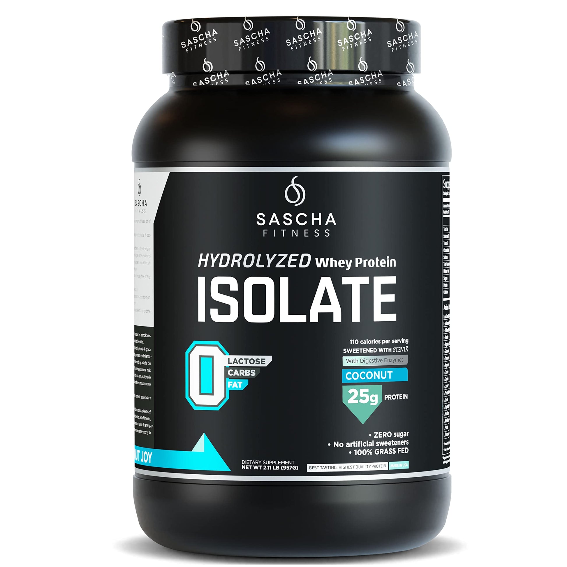 SASCHA FITNESS Hydrolyzed Whey Protein Isolate,100% Grass-Fed (2 Pounds, Coconut) SASCHA FITNESSUS supplements