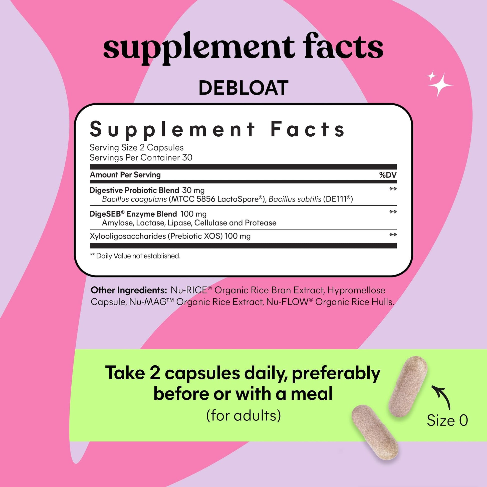 Lemme Debloat 3-in-1 Prebiotic, Probiotic & Digestive Enzyme Capsules for Bloating & Gas Relief - 2 Clinically Studied Probiotics w/5 Digestive Enzymes to Improve Digestion, Women & Men, (60 Count) LemmeAu supplements