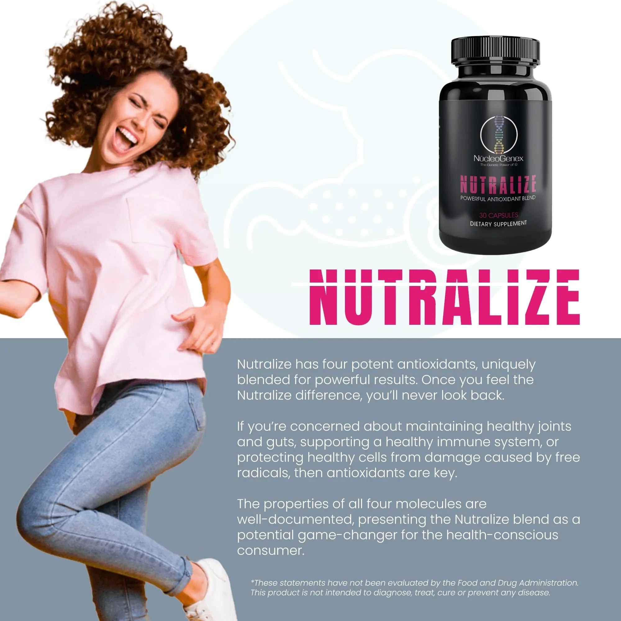 Nucleogenex - Nutralize - The Key to Supporting a Healthy Aging Process and Immune System - Potent Blend for Powerful Cell Protection - Xanthohumol, CurcuPrime, C-60 Complex, PureQQ - 30 Capsules NucleOGenexnz supplements