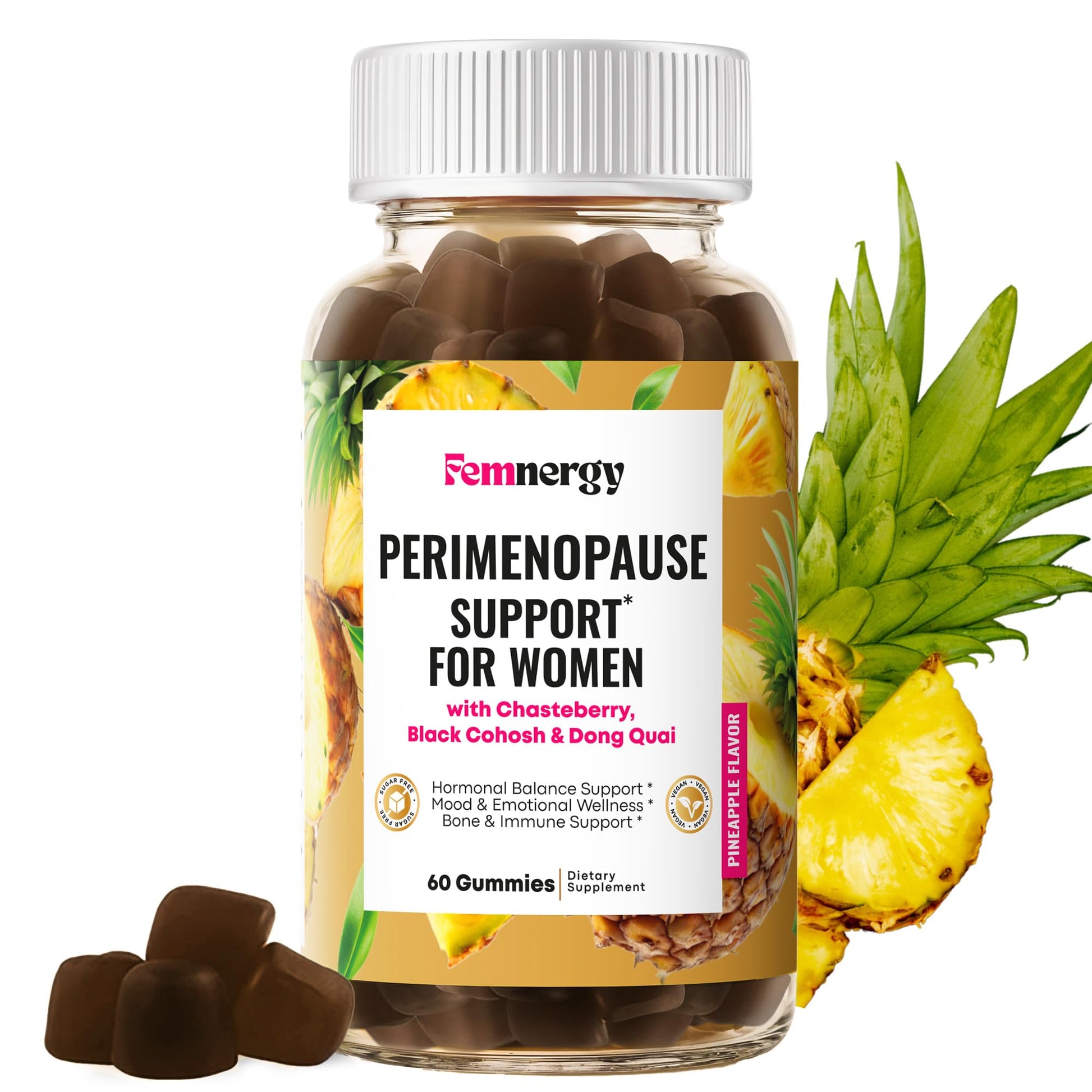 Femnergy Perimenopause Support Gummies for Women - Menopause Relief Estrogen & Hormone Balance Supplement with Black Cohosh Chasteberry Vitamins D3 B6 for Hot Flashes Night Sweats & Mood Swings FemnergyAu supplements