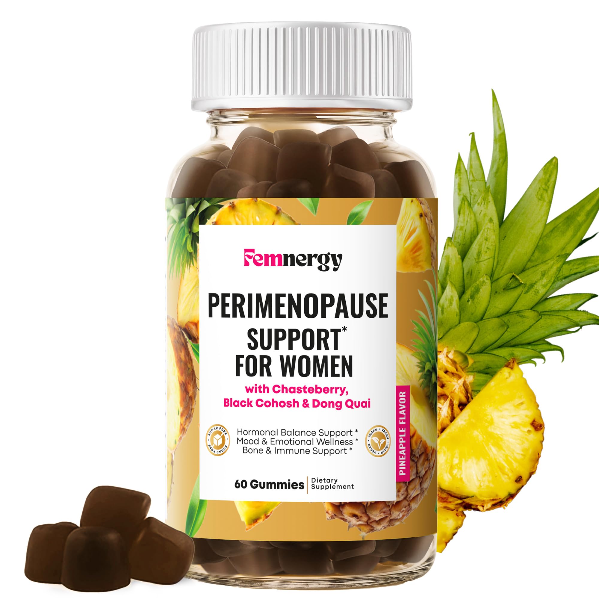Femnergy Perimenopause Support Gummies for Women - Menopause Relief Estrogen & Hormone Balance Supplement with Black Cohosh Chasteberry Vitamins D3 B6 for Hot Flashes Night Sweats & Mood Swings FemnergyAu supplements