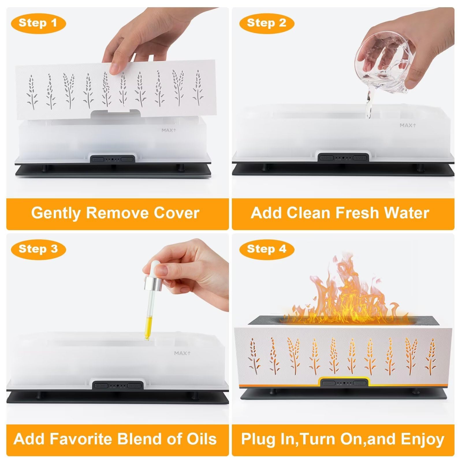 WENPHONE Flame Air Aroma Diffuser Humidifier, Essential Oil Diffuser, 200ml Aromatherapy Diffuser WENPHONEAu supplements