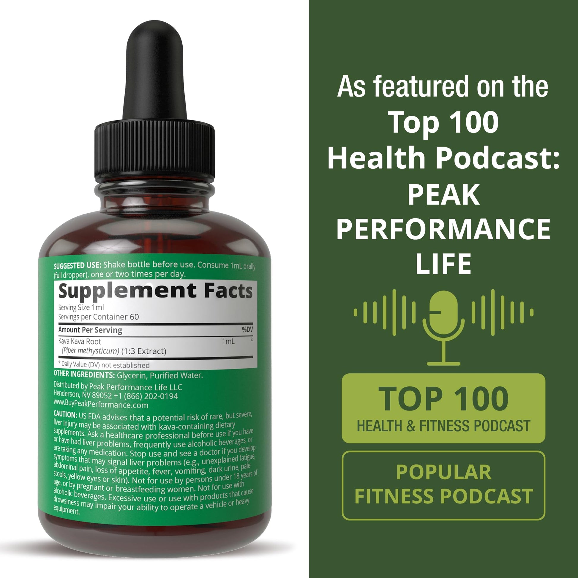 Peak Performance Kava Kava Root Extract Calming Liquid Drops More Concentrated - 1:3 Extraction Ratio. Vegan Supplement Aid for Relaxation, Natural Sleep. Sugar Free Gluten Free USA Tested Tincture Peak PerformanceAu supplements