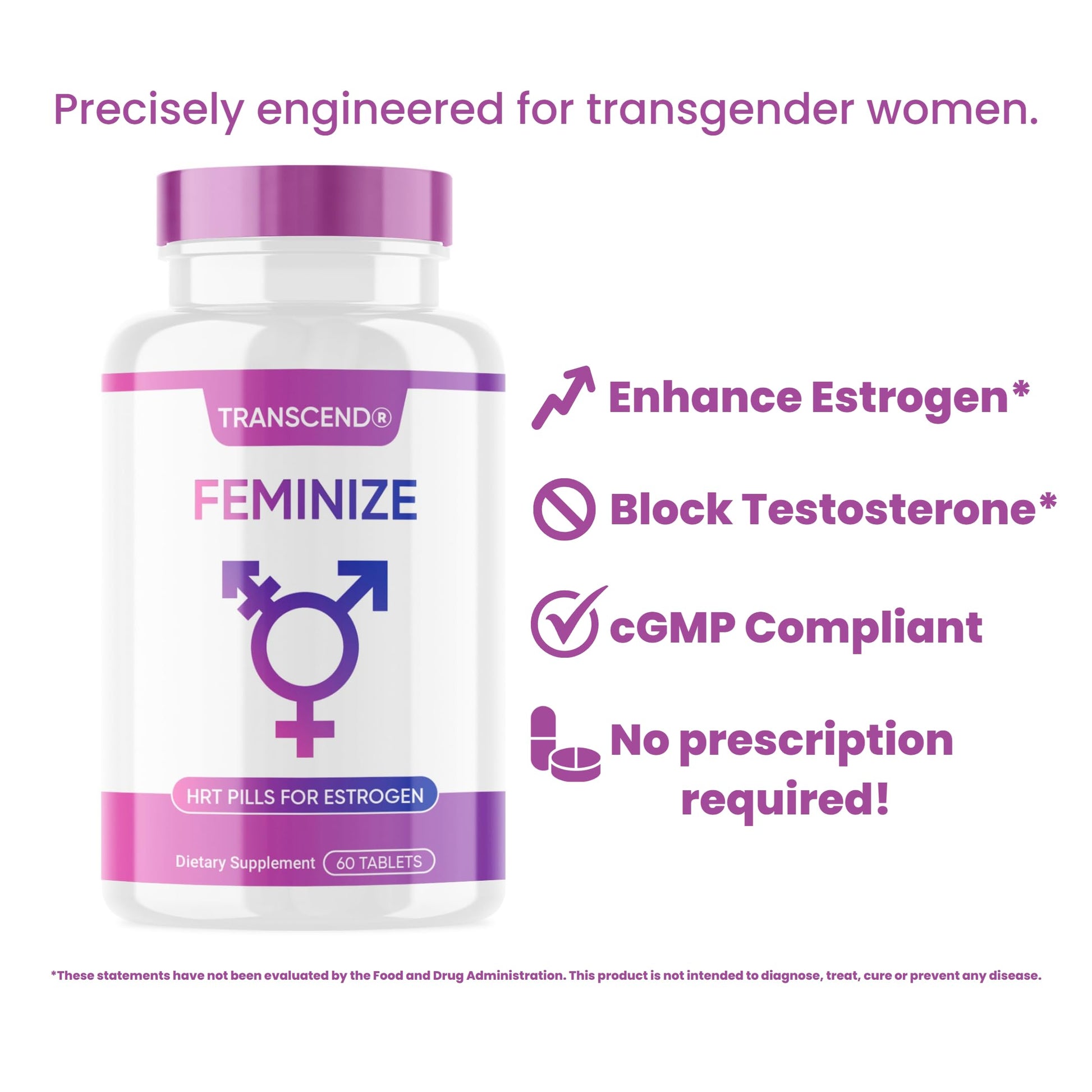 FEMINIZE Transcend HRT Pills for Estrogen - Potent HRT Estrogen Complex - Big Breats Soft Skin Feminizer FEMINIZEAu supplements