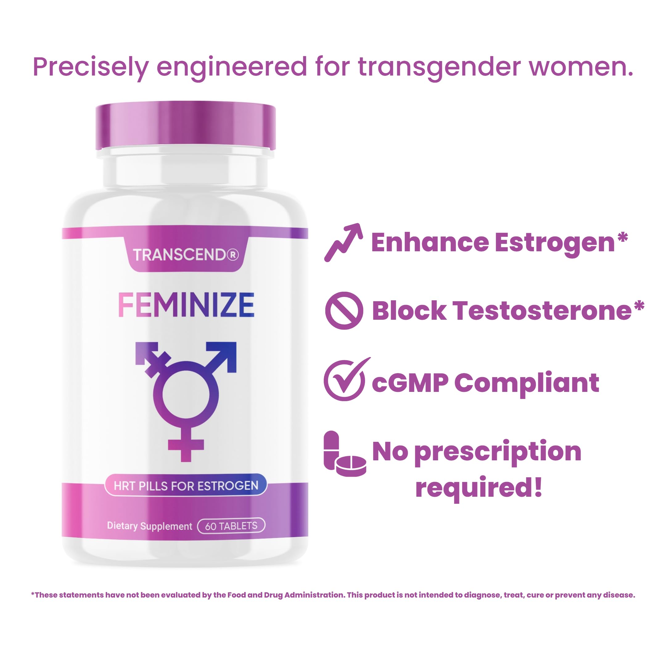 FEMINIZE Transcend HRT Pills for Estrogen - Potent HRT Estrogen Complex - Big Breats Soft Skin Feminizer FEMINIZEAu supplements