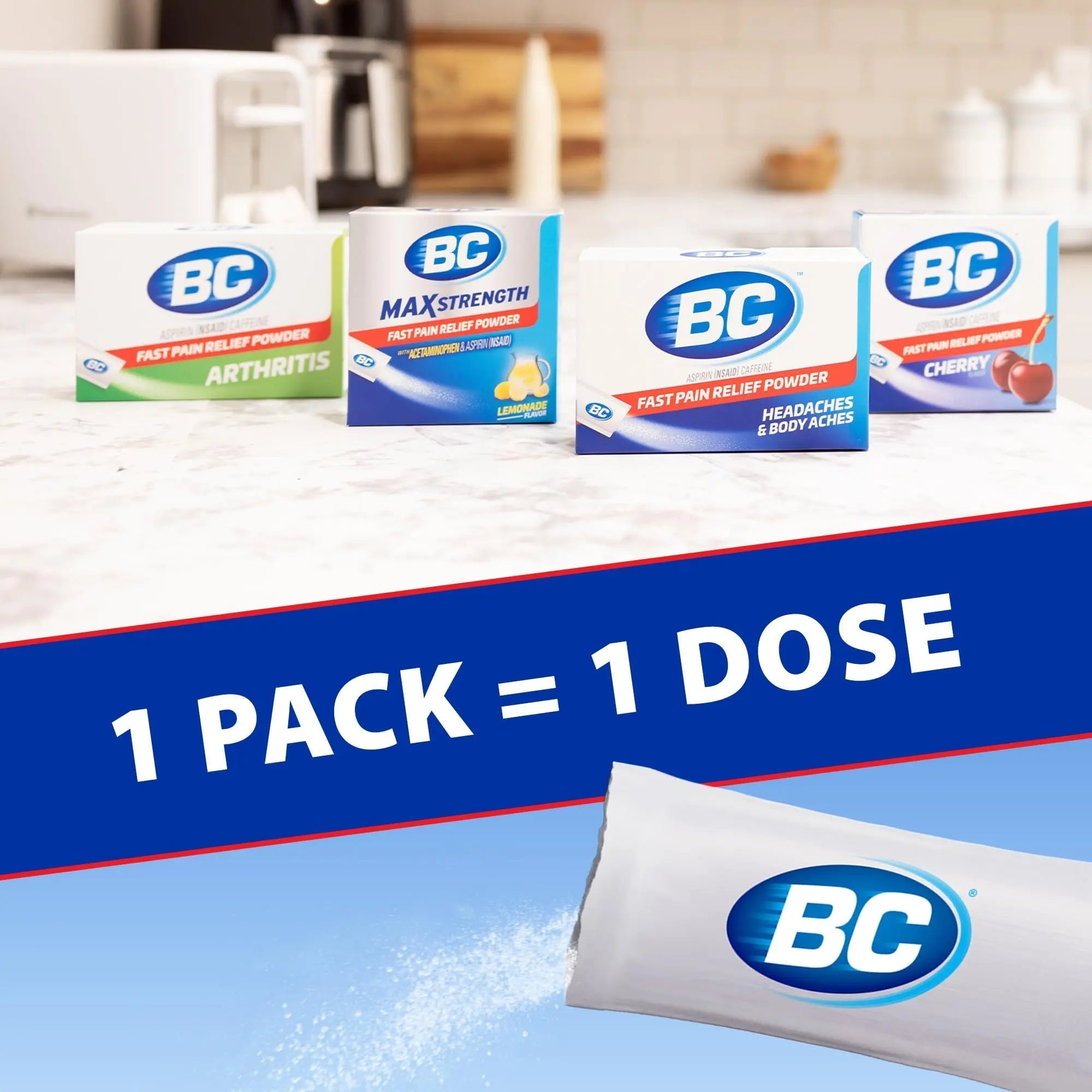 BC Powder Pain Reliever, Cherry Flavor Aspirin Dissolve Packs, 24 Count Powder Packets (2 Pack) BCAu supplements