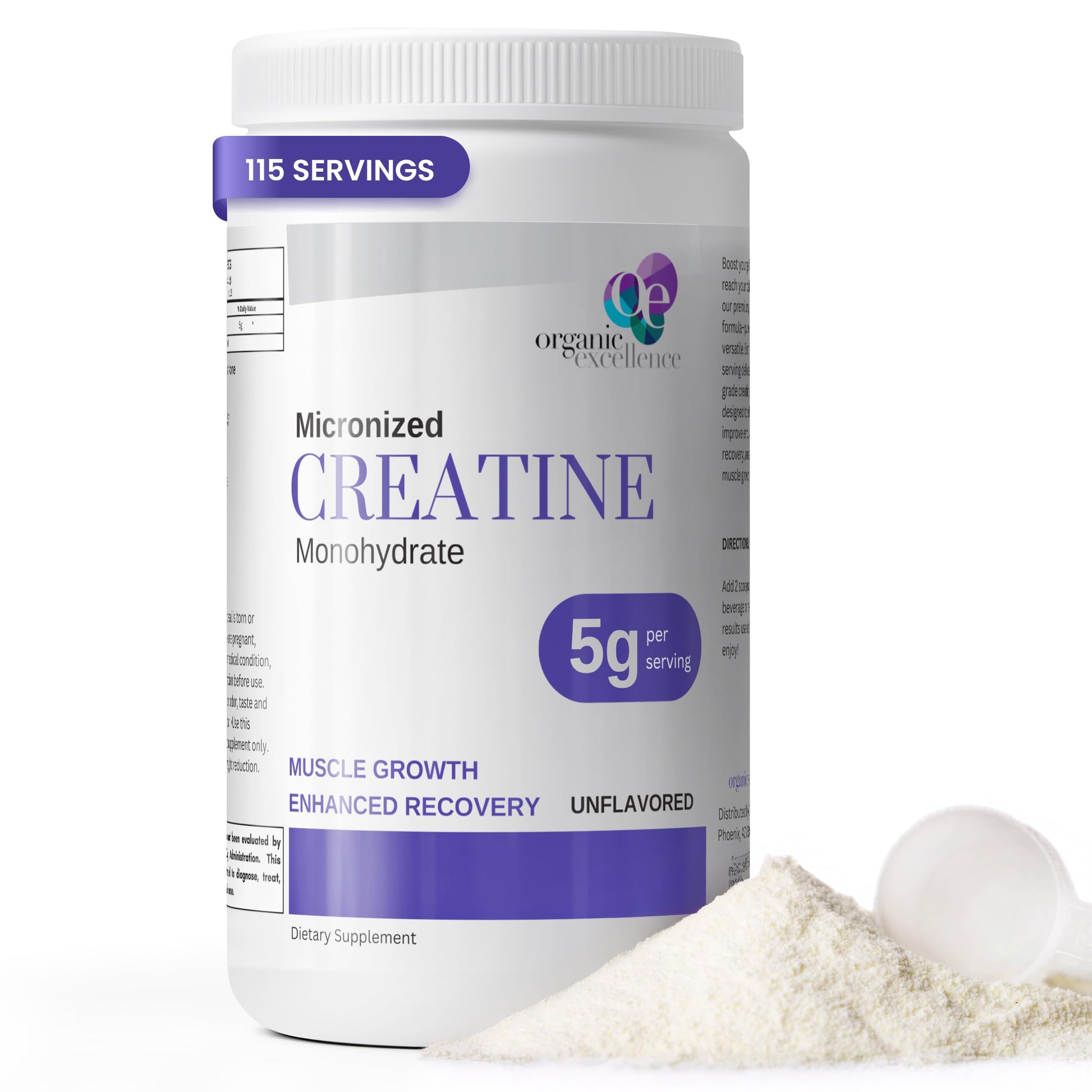 Organic Excellence Creatine Monohydrate – Micronized Creatine Powder for Muscle Growth, Strength & Recovery – Unflavored, 115 Servings Organic ExcellenceAu supplements
