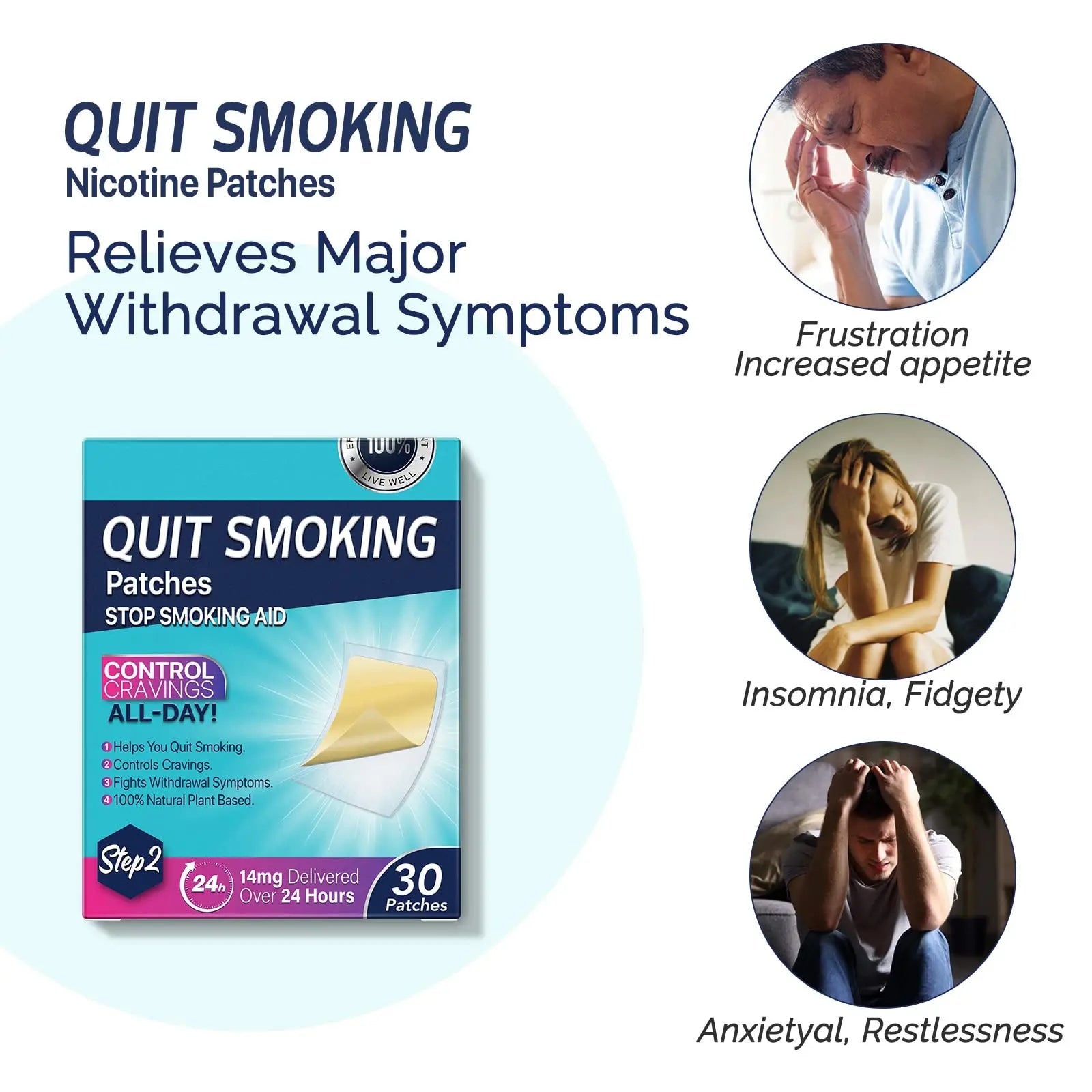Step 2 Quit Smoking Patches, 14mg Stop Smoking Aids Patches, 30 Count Quit Smoking Stickers that Work with 2 Weeks, Helping Quit Patch, Easy & Effective Anti-Stickers NenMaoKeNunz supplements