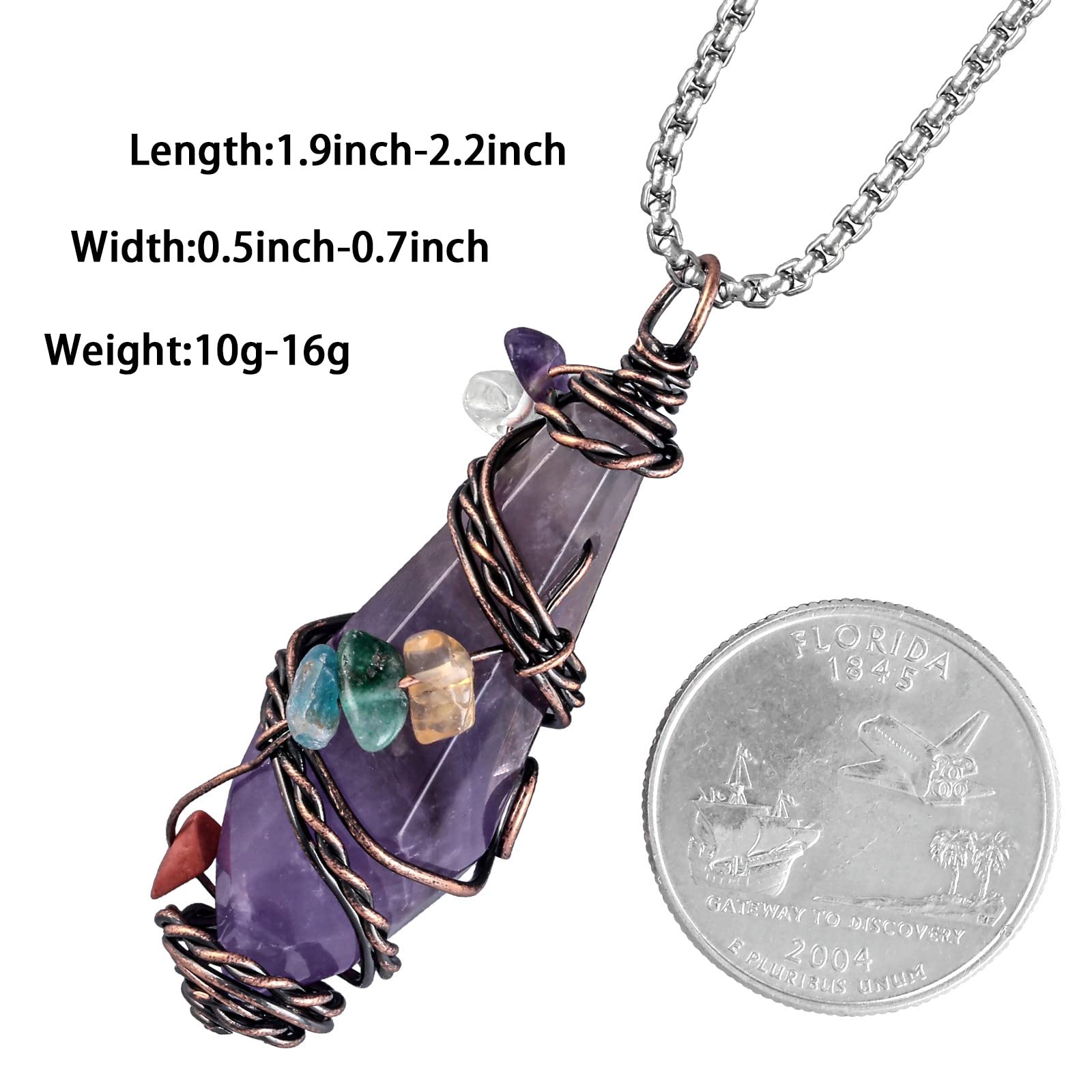 Nupuyai Wire Wrapped 7 Chakra Crystal Stone Pendant Necklace for Women Men, Handmade Faceted NupuyaiAu supplements