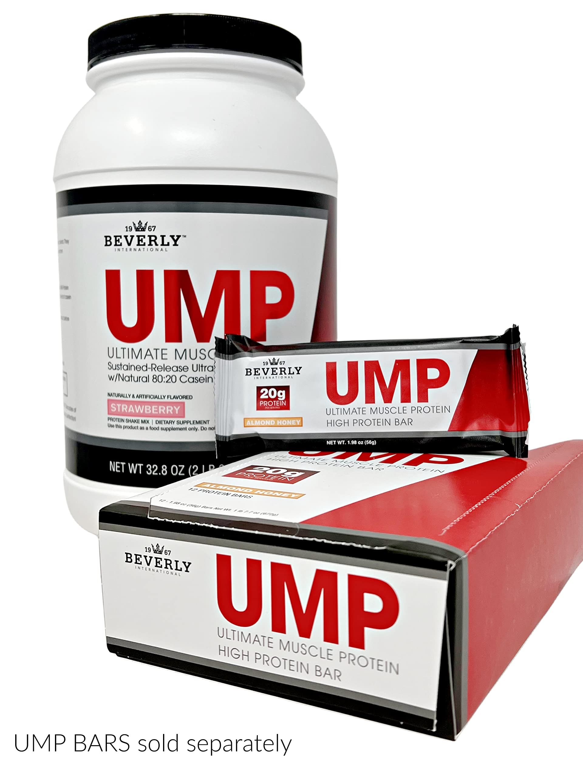 Beverly International UMP Protein Powder, Strawberry. Unique Whey-Casein Ratio Beverly InternationalUS supplements