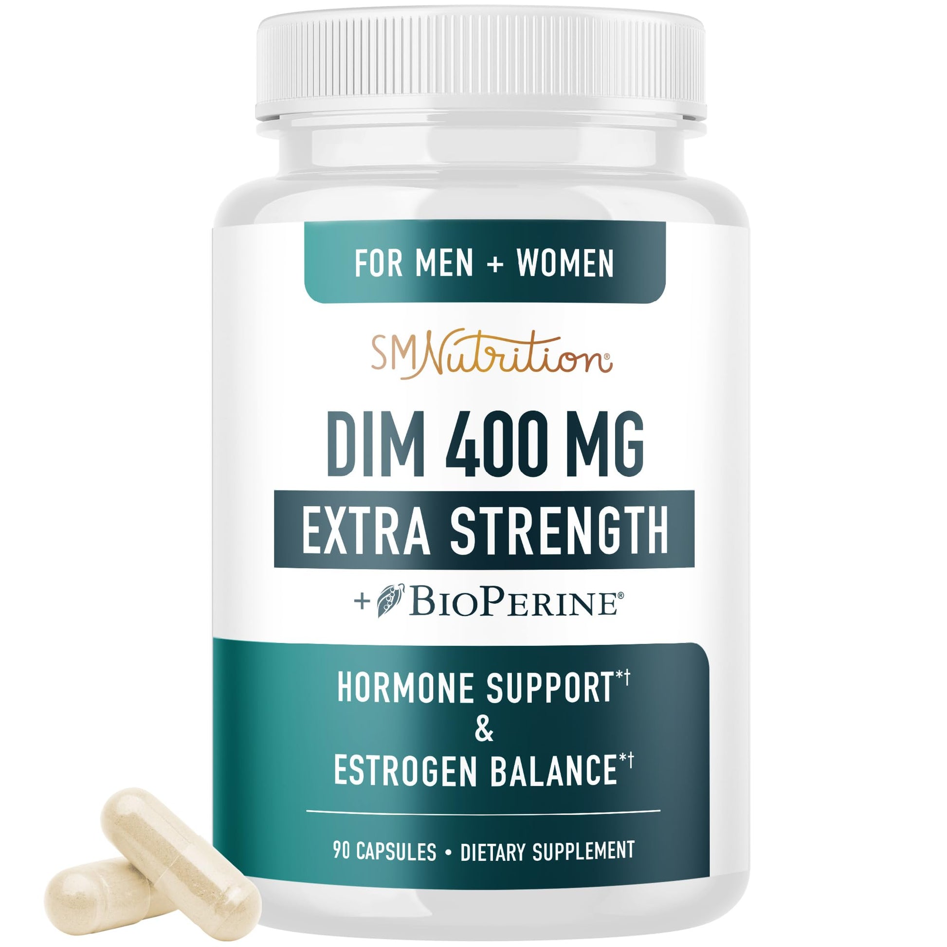 DIM Supplement 400MG Extra Strength | Hormone Balance for Men and Women | Menopause, Acne, Hot Flashes Relief, Prostate Support & Antioxidant Support | Soy-Free, Gluten-Free | SMNutrition | 90 Ct. SMNutritionAu supplements