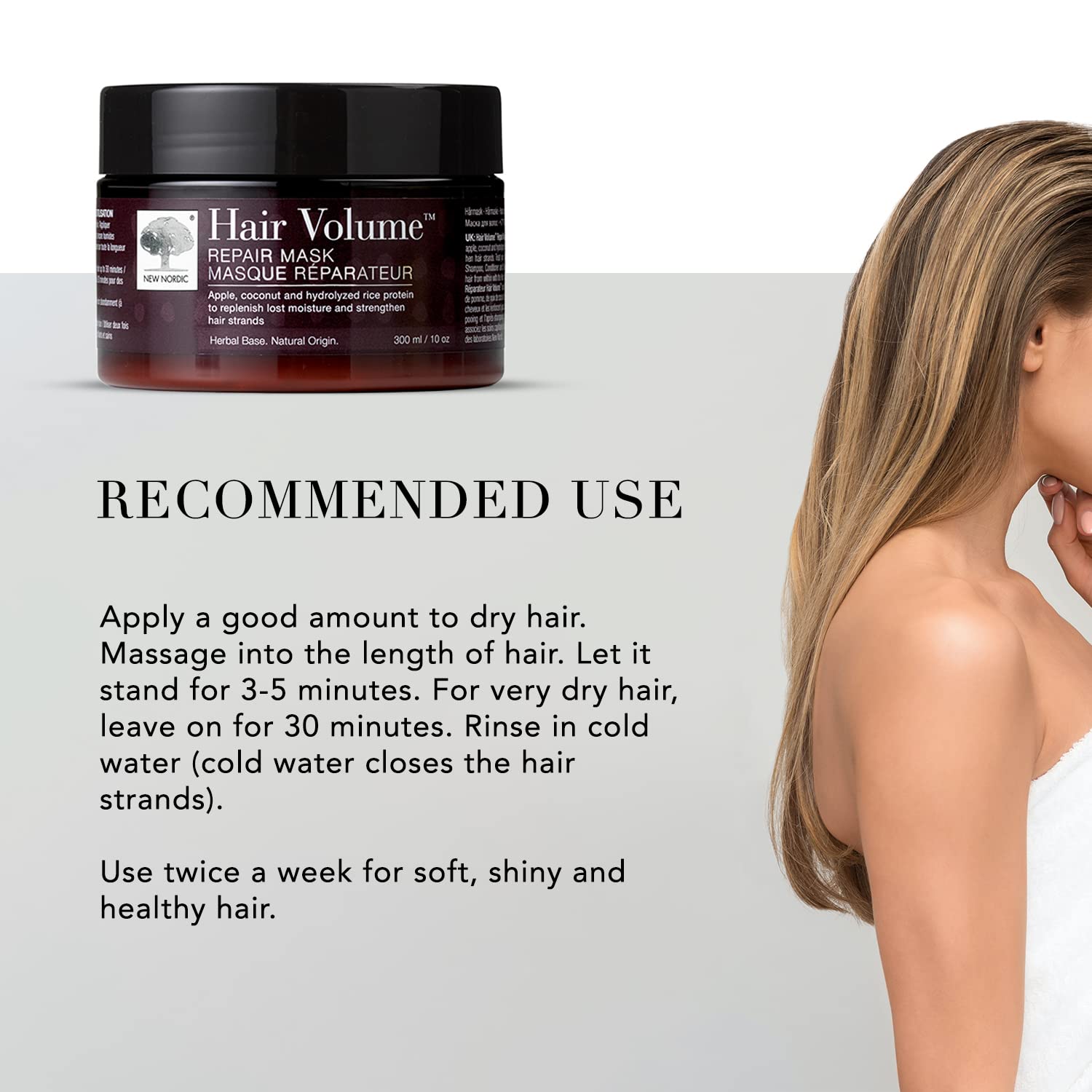 NEW NORDIC Hair Volume Repair Mask for Dry Damaged Hair & Natural Growth, Rebuild Moisture Balance, Volumize & Strengthen, 10 oz NEW NORDICAu supplements