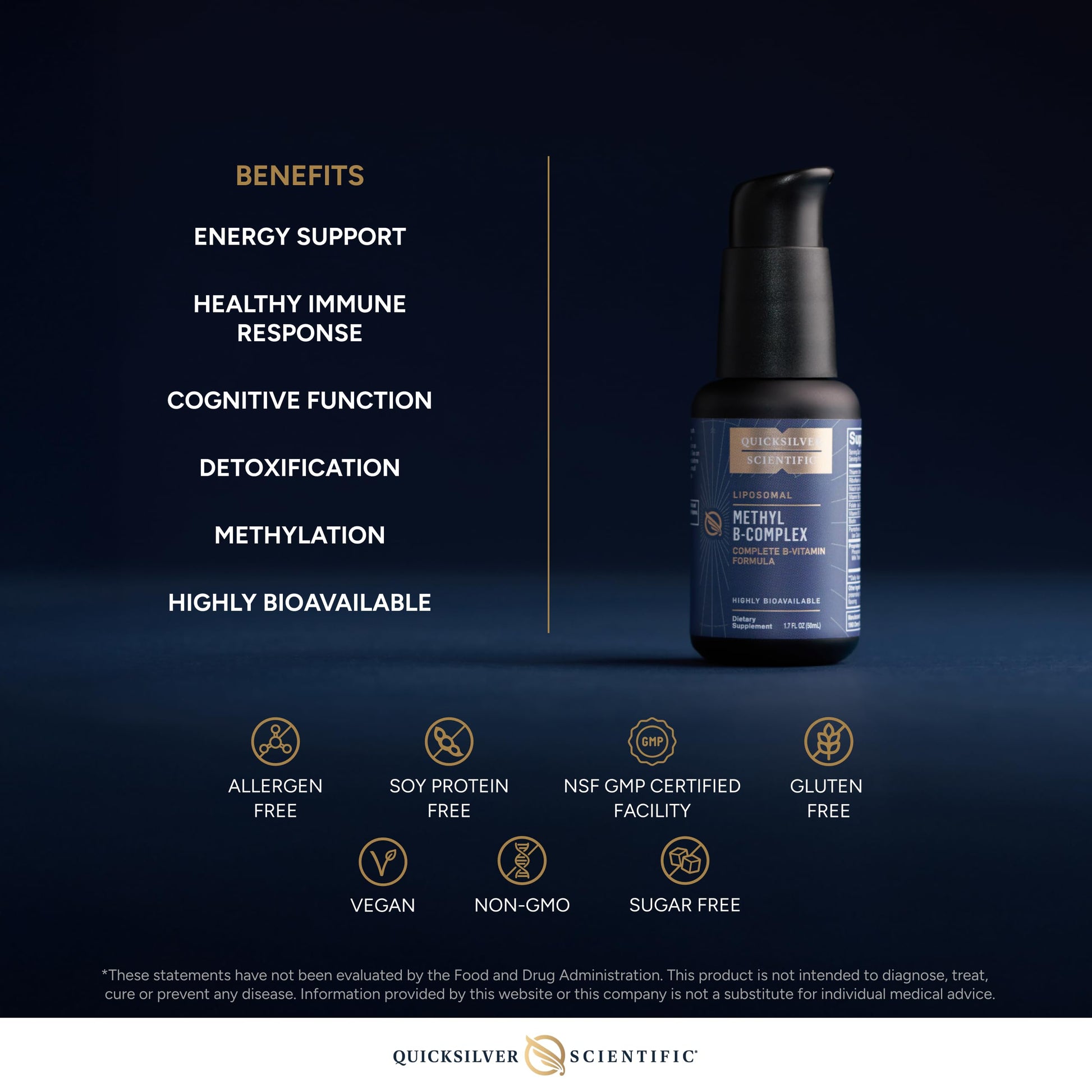 Quicksilver Scientific Methyl B Complex - Liquid Vitamin with Superior Liposomal Absorption of Vitamin B12, Folate, Vitamin B6, Riboflavin, Biotin, Pantothenic Acid, Vitamin B1, Niacin (50 ml) Quicksilver ScientificUS supplements