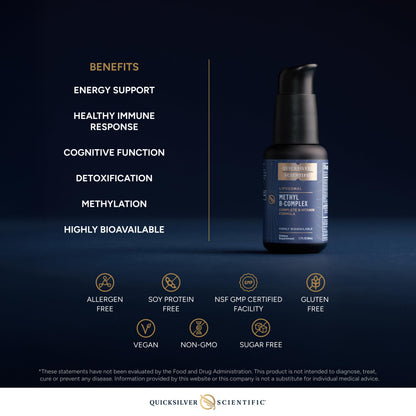 Quicksilver Scientific Methyl B Complex - Liquid Vitamin with Superior Liposomal Absorption of Vitamin B12, Folate, Vitamin B6, Riboflavin, Biotin, Pantothenic Acid, Vitamin B1, Niacin (50 ml) Quicksilver ScientificUS supplements