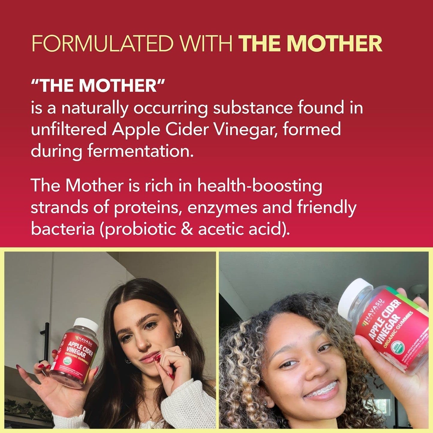 Organic Apple Cider Vinegar Gummies Detox | The Mother Enzyme | ACV Gummy HAVASU NUTRITIONUS supplements
