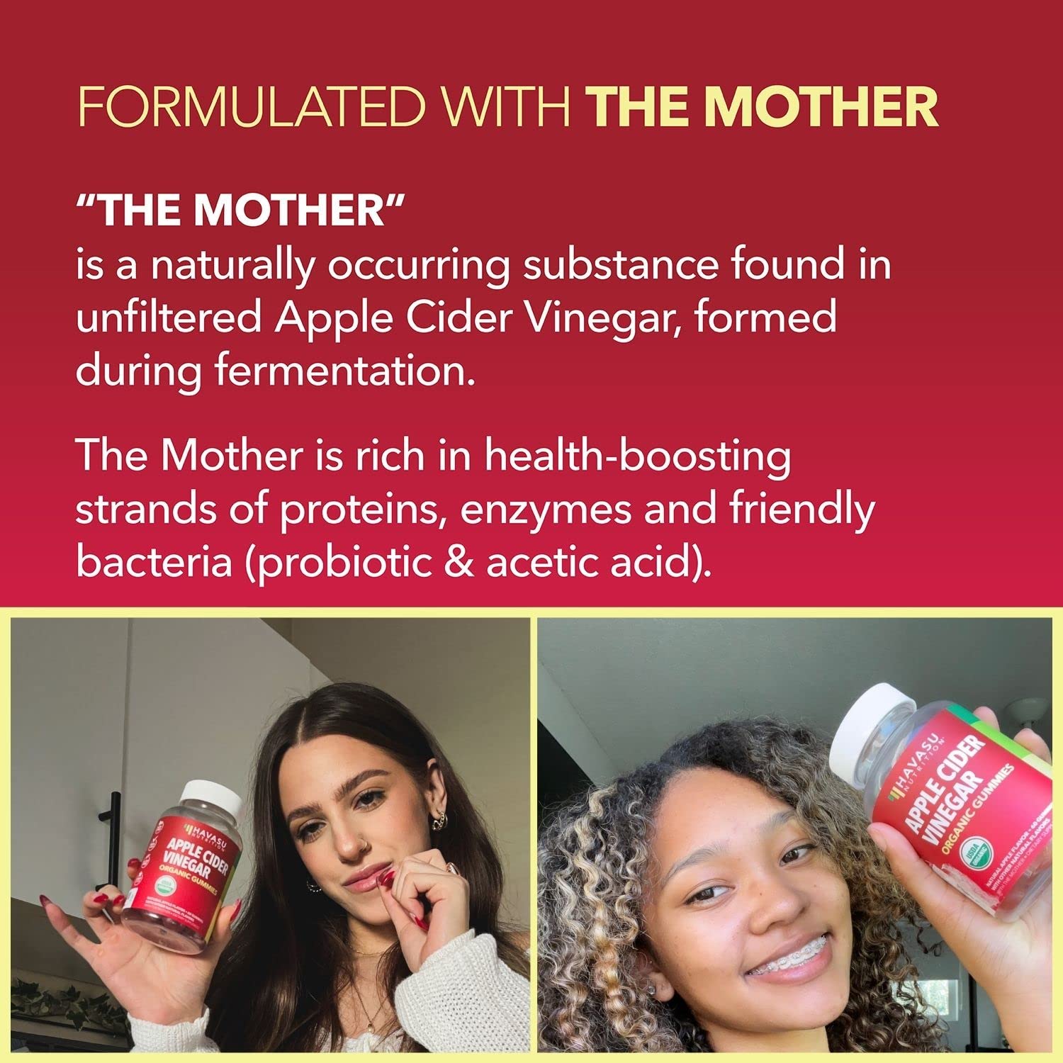 Organic Apple Cider Vinegar Gummies Detox | The Mother Enzyme | ACV Gummy HAVASU NUTRITIONUS supplements
