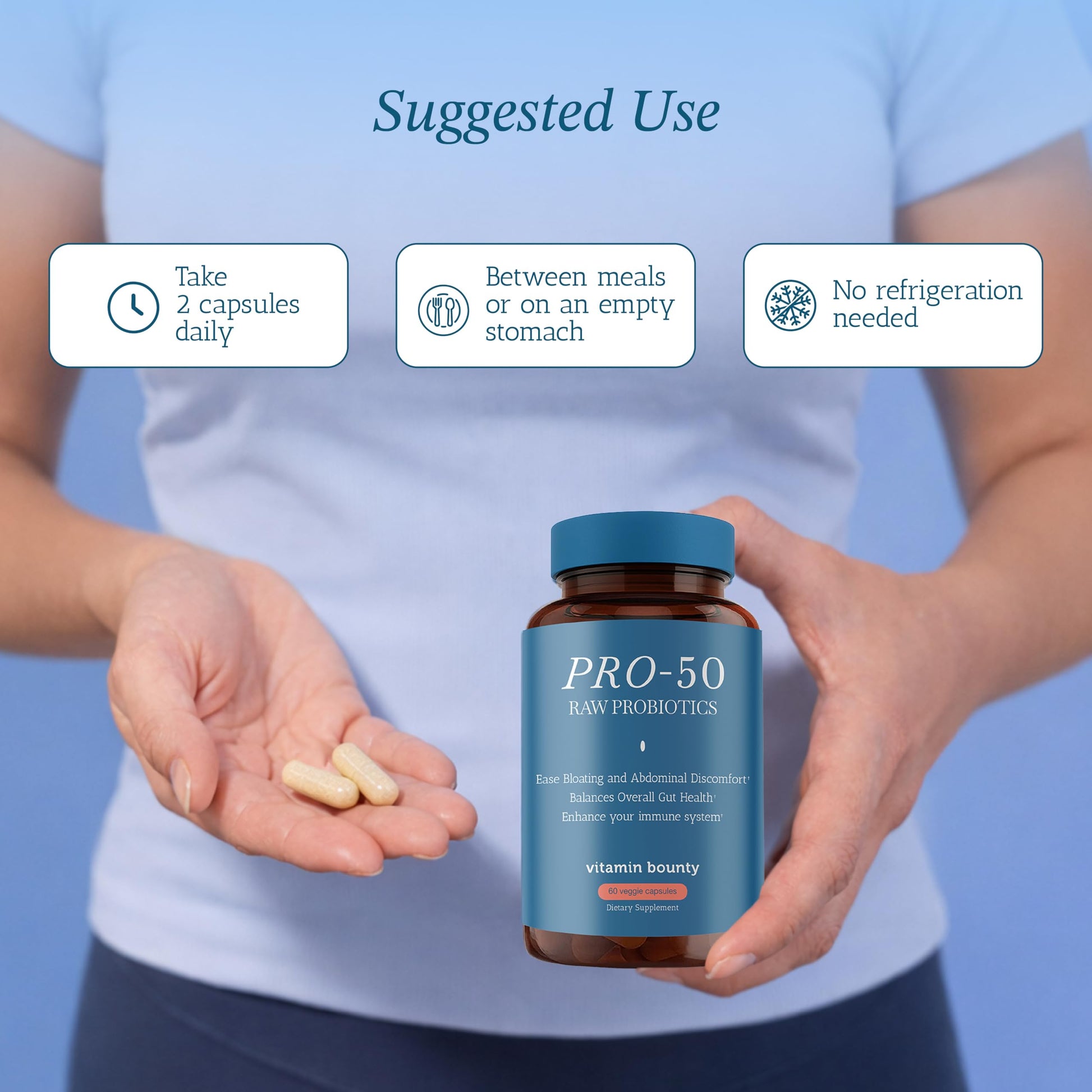 Vitamin Bounty Pro-50 Probiotics 50 Billion CFU for Women & Men - 13 Multi Strain Probiotic + Prebiotic - Digestive Health Supplements for Gut Health Support - Delayed Release Capsules for Men & Women Vitamin BountyAu supplements