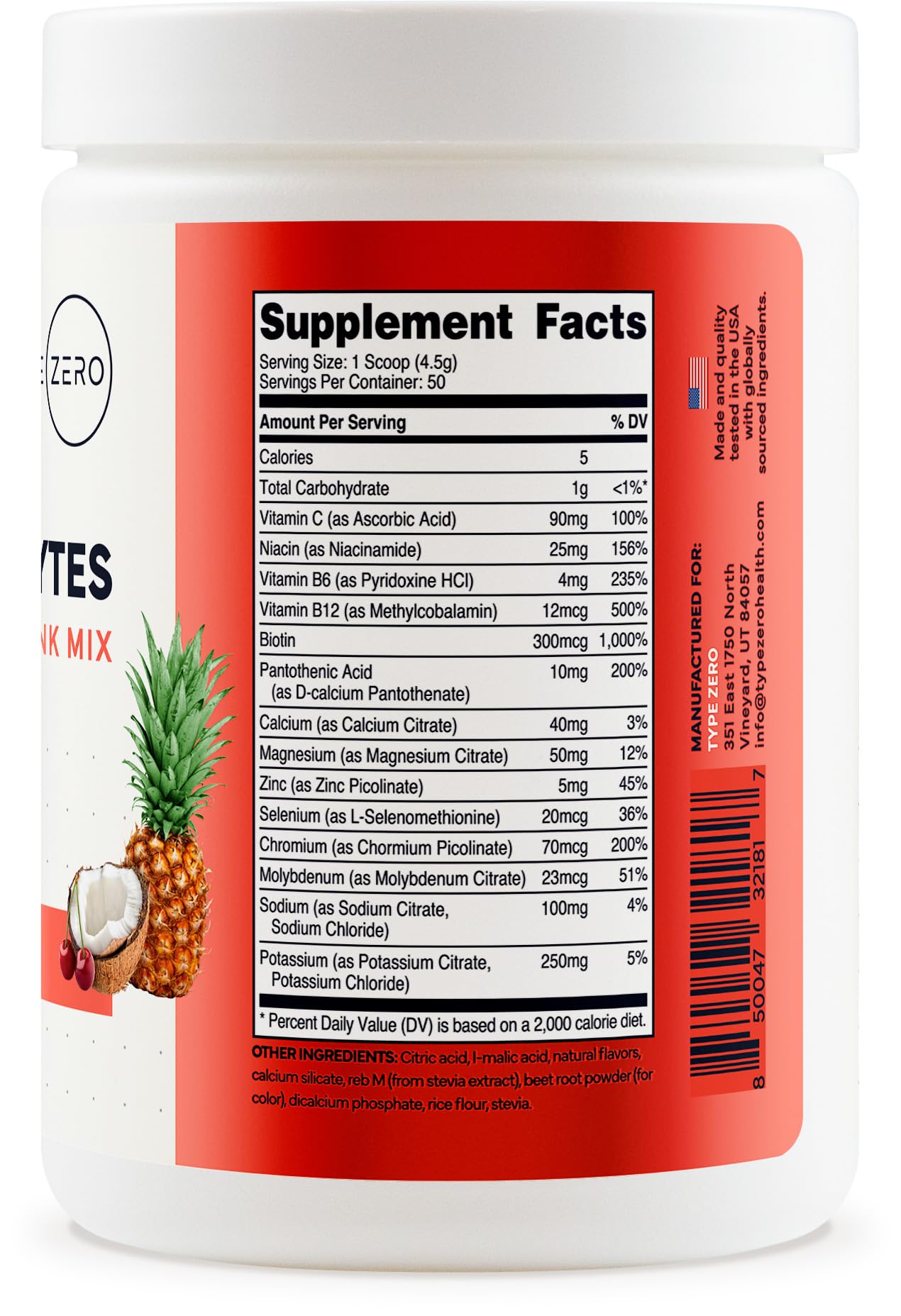 Type Zero Clean Electrolytes Hydration Powder Drink Mix + 14 Essential Vitamins & Minerals - Sugar Free, Zero Artificial Ingredients - Fruit Punch, 50 Servings Type ZeroUS supplements