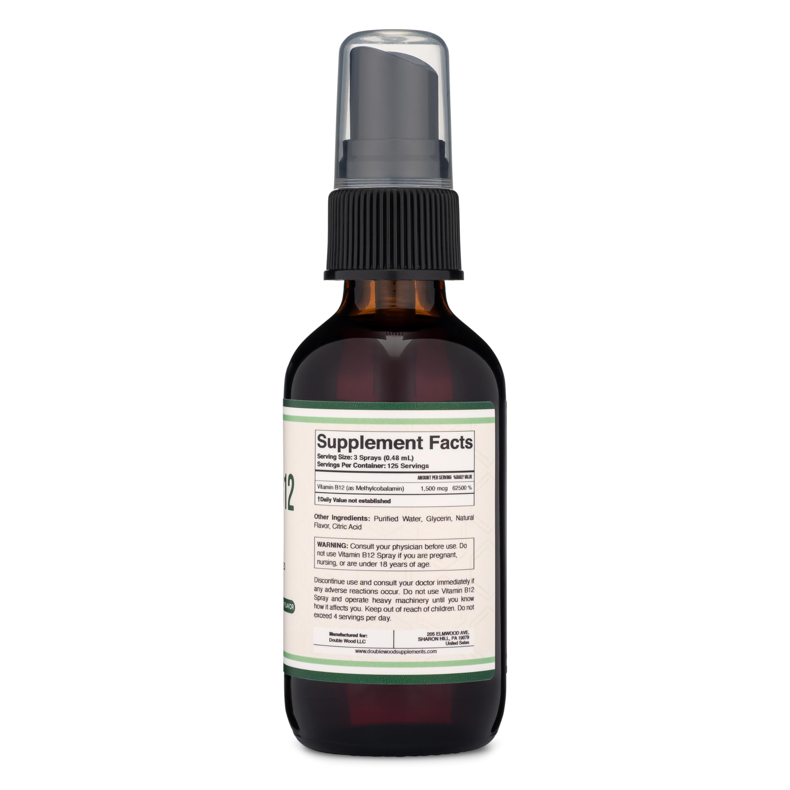 Vitamin B12 Sublingual Spray (2 Spray Dose of Vitamin 12 1000mcg, 3 Spray Serving Size Double Wood SupplementsAu supplements