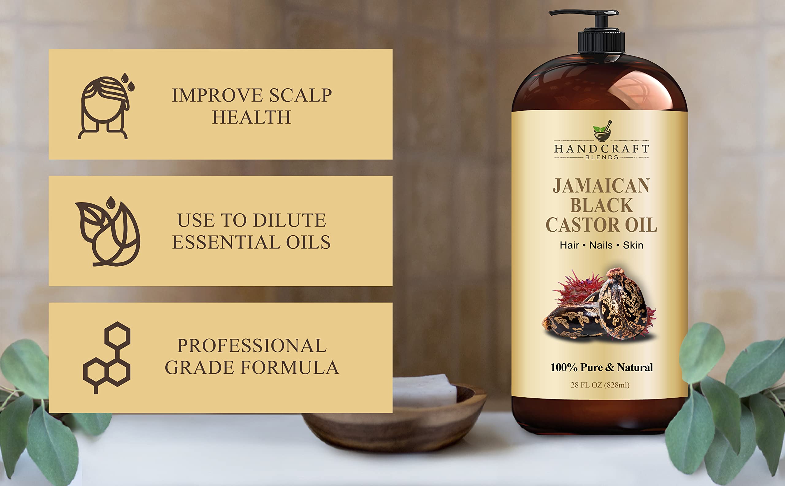 Handcraft Blends Jamaican Black Castor Oil for Hair Growth, Eyelashes and Eyebrows Handcraft BlendsAu supplements