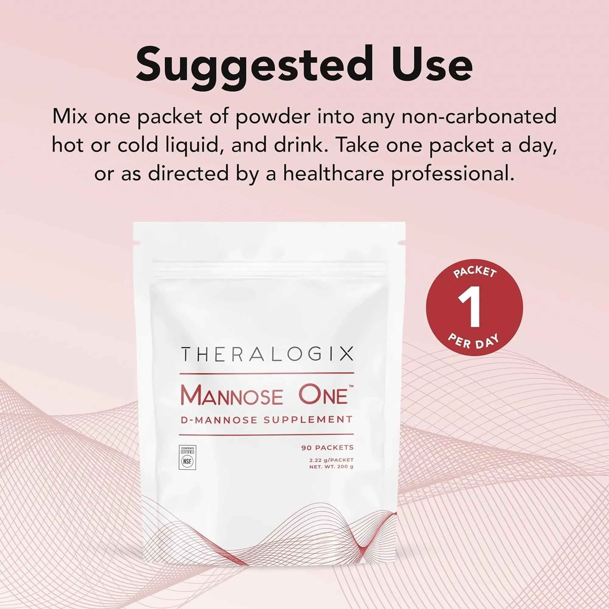Theralogix Mannose One D-Mannose Powder - 90-Day Supply - Supports Urinary Tract Health with 2,000 mg D-Mannose* - NSF Certified - 90 Packets TheralogixAu supplements