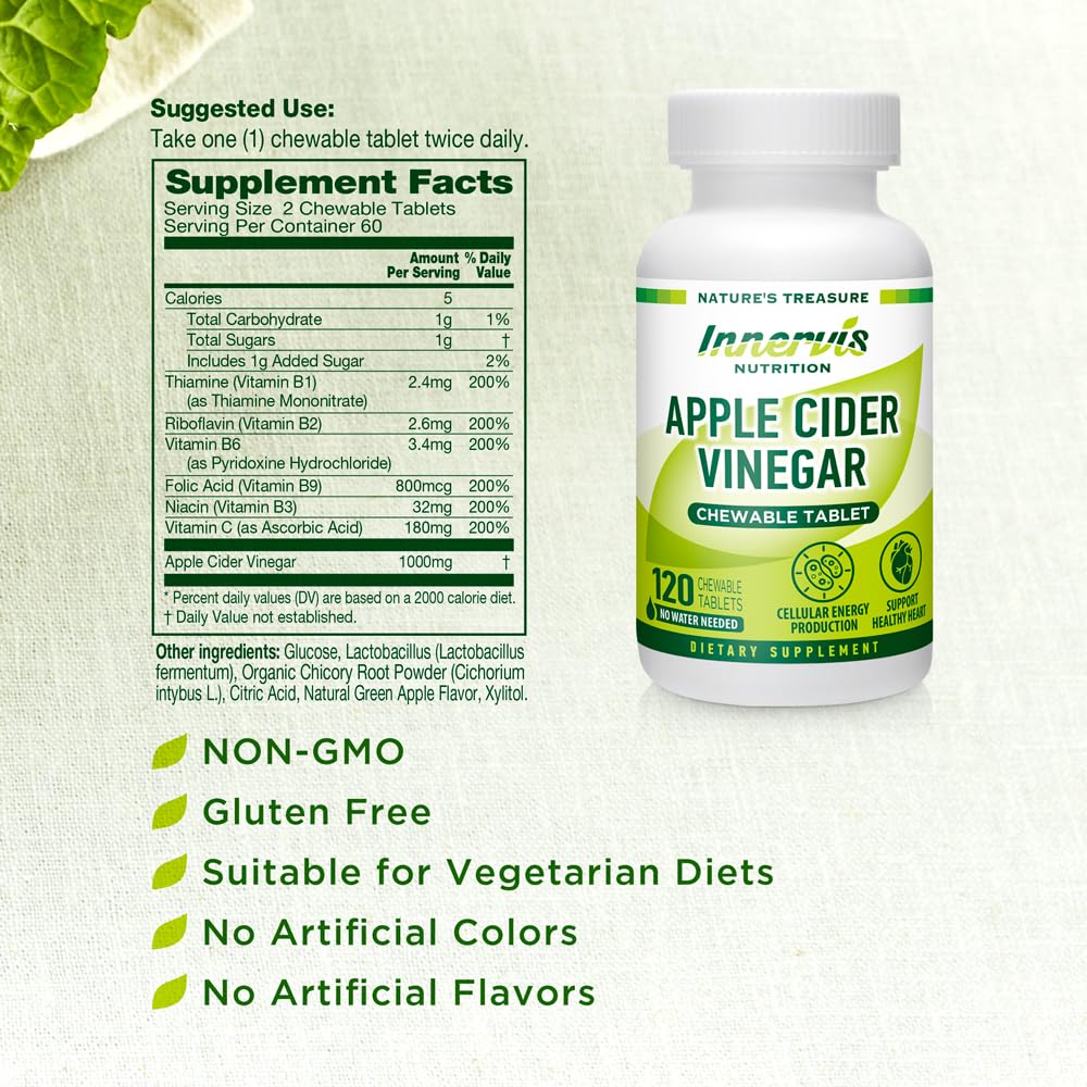 INNERVISNUTRITION Apple Cider Vinegar 120 Chewable Tablets Healthy Heart Immune INNERVISNUTRITIONAu supplements