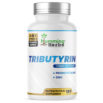 Humming Herbs Tributyrin Complex — 850 mg per Serving (95% Pure, yielding 731 mg Butyrate) with L-Glutamine, Zinc L-Carnosine, FOS & Probiotic Blend (180) Humming HerbsAu supplements