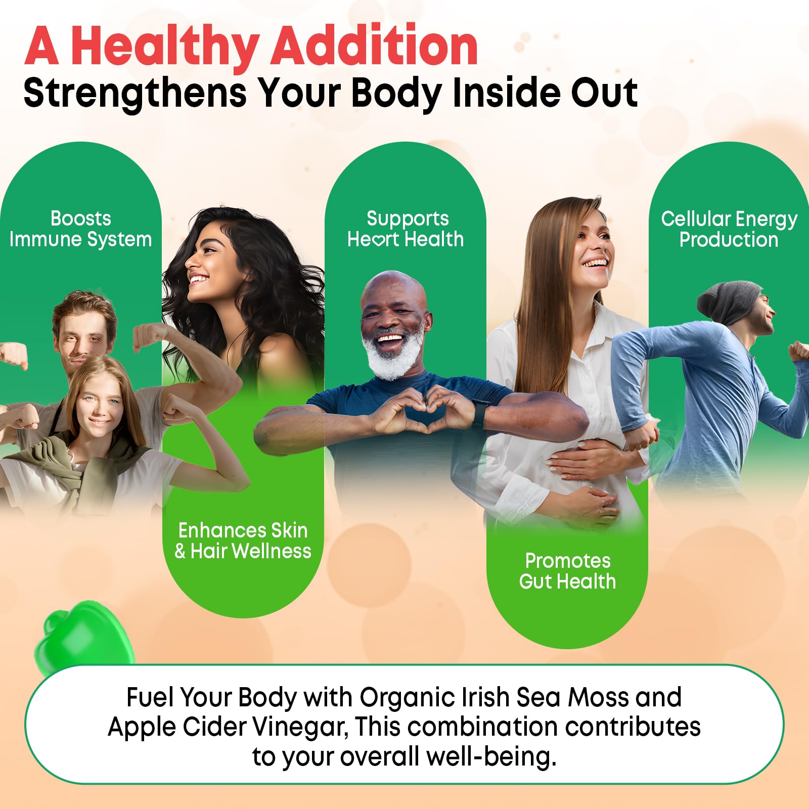 Vazatisi 2 Pack Apple Cider Vinegar Gummies, ACV with Sea Moss Gummies for Metabolism, Digestion, Detox, Gut & Immune Health, Apple Flavored -120 Count VazatisiAu supplements