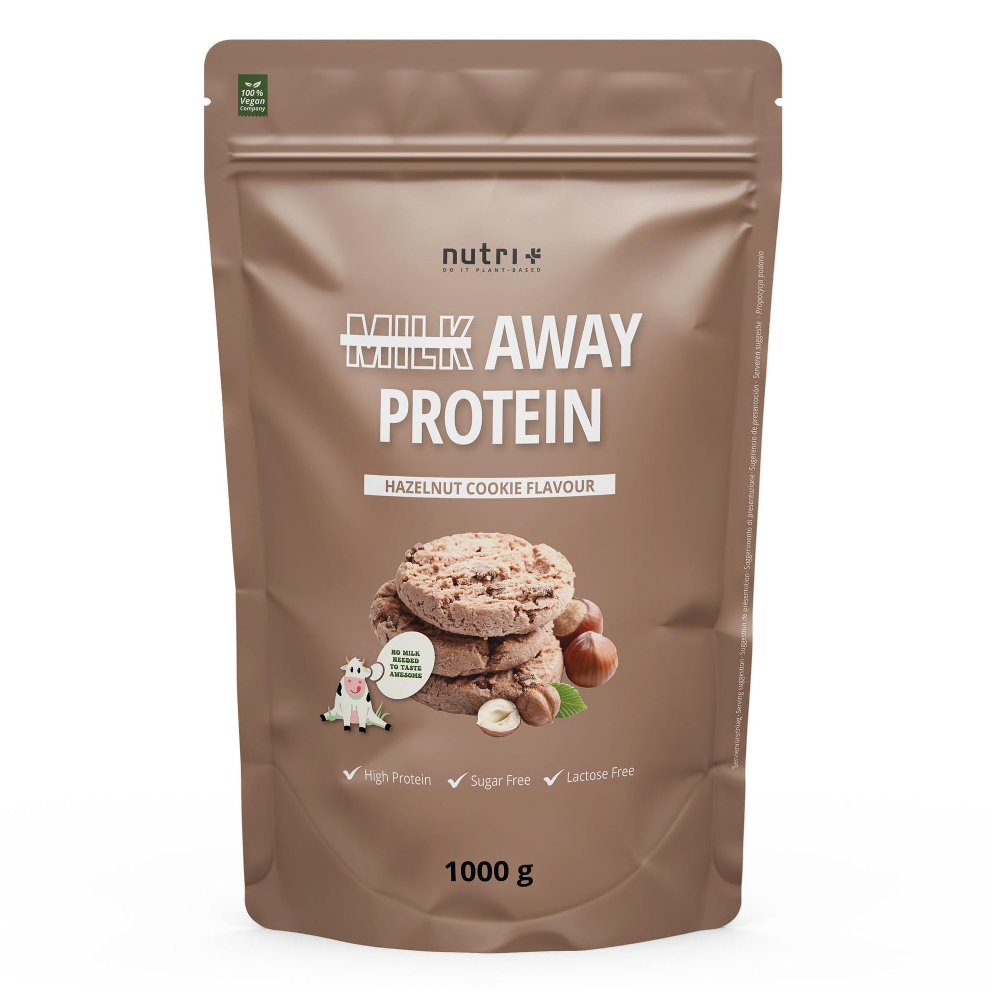 Vegan Protein Powder Hazelnut Cookie - Milk Away Vegan Protein Without Soy 1kg Nutri +Au supplements