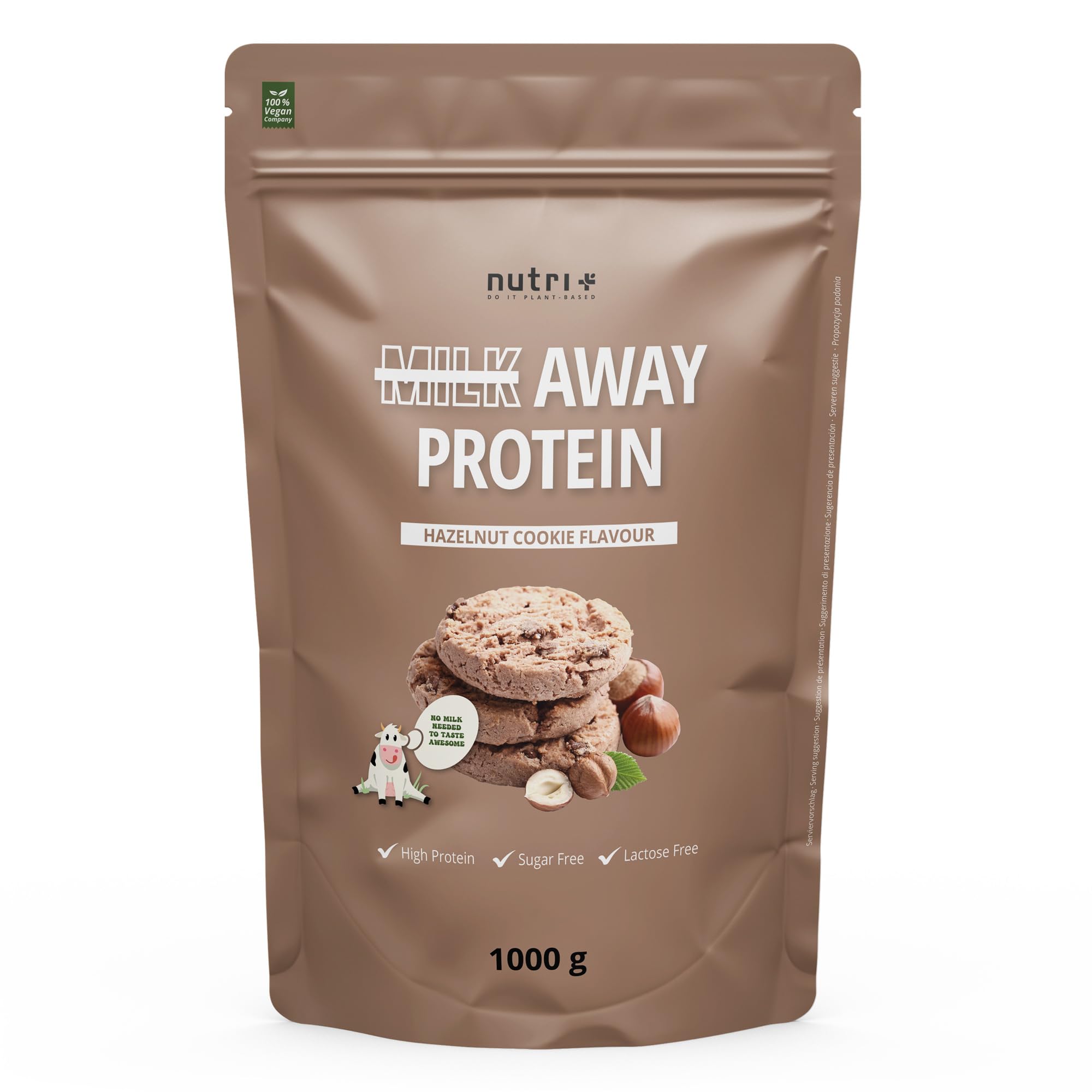 Vegan Protein Powder Hazelnut Cookie - Milk Away Vegan Protein Without Soy 1kg Nutri +Au supplements