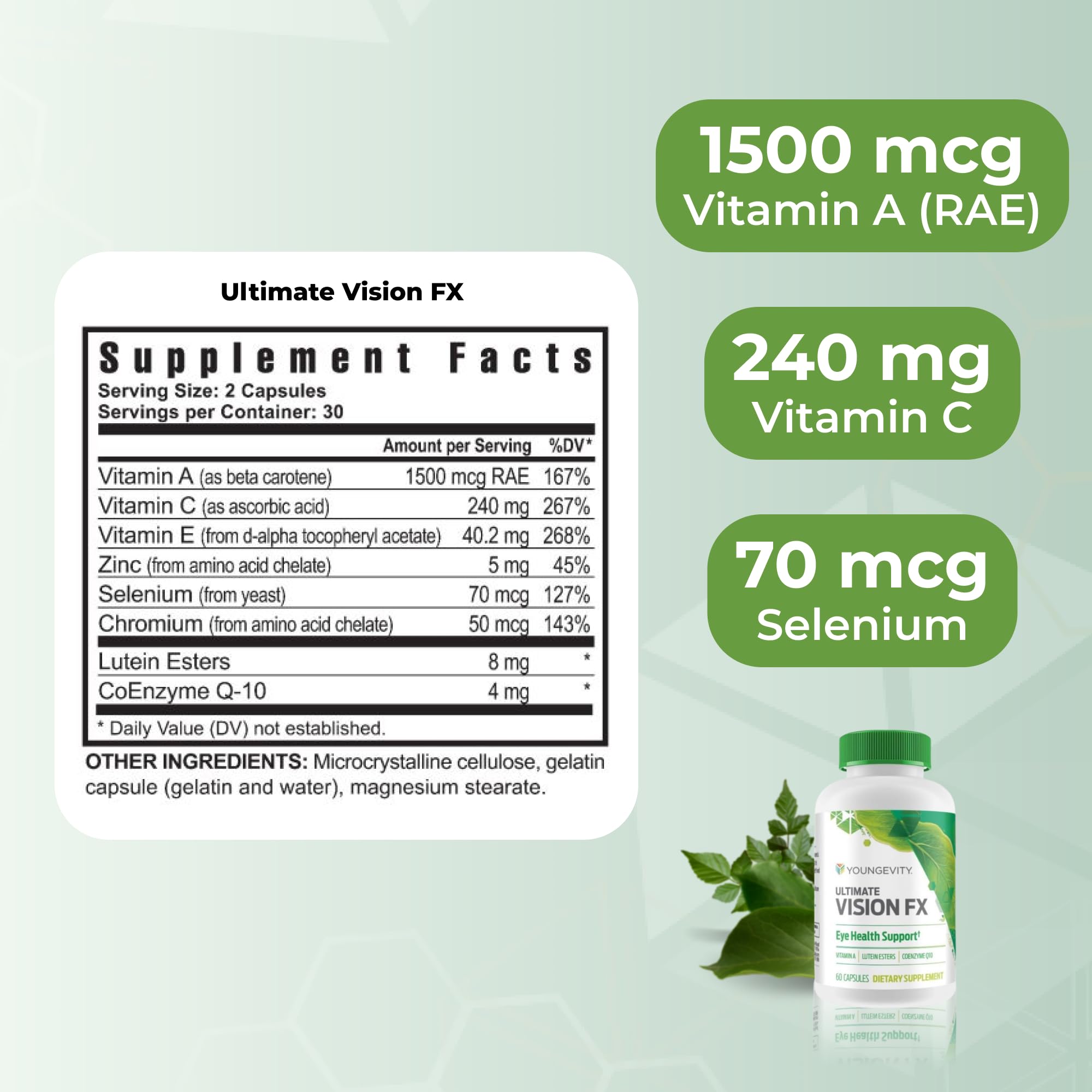 Youngevity Ultimate Vision FX™ - Eye Vitamin & Mineral Supplement Blend - Lutein, CoQ10, Vitamins A, C, E, Zinc, Chromium, Selenium for Eye Health (60 Capsules) YoungevityAu supplements