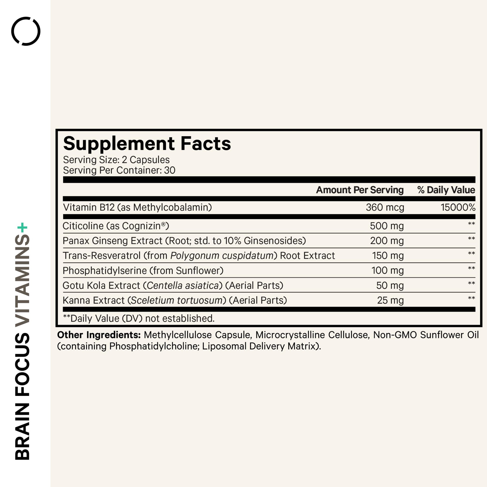 Codeage Brain Focus Vitamins+ Nootropic Supplement with Citicoline as Cognizin, Panax Ginseng, Resveratrol, Gotu Kola, Vitamin B12 Methylcobalamin - Liposomal Delivery - Non-GMO - 60 Capsules CodeageAu supplements