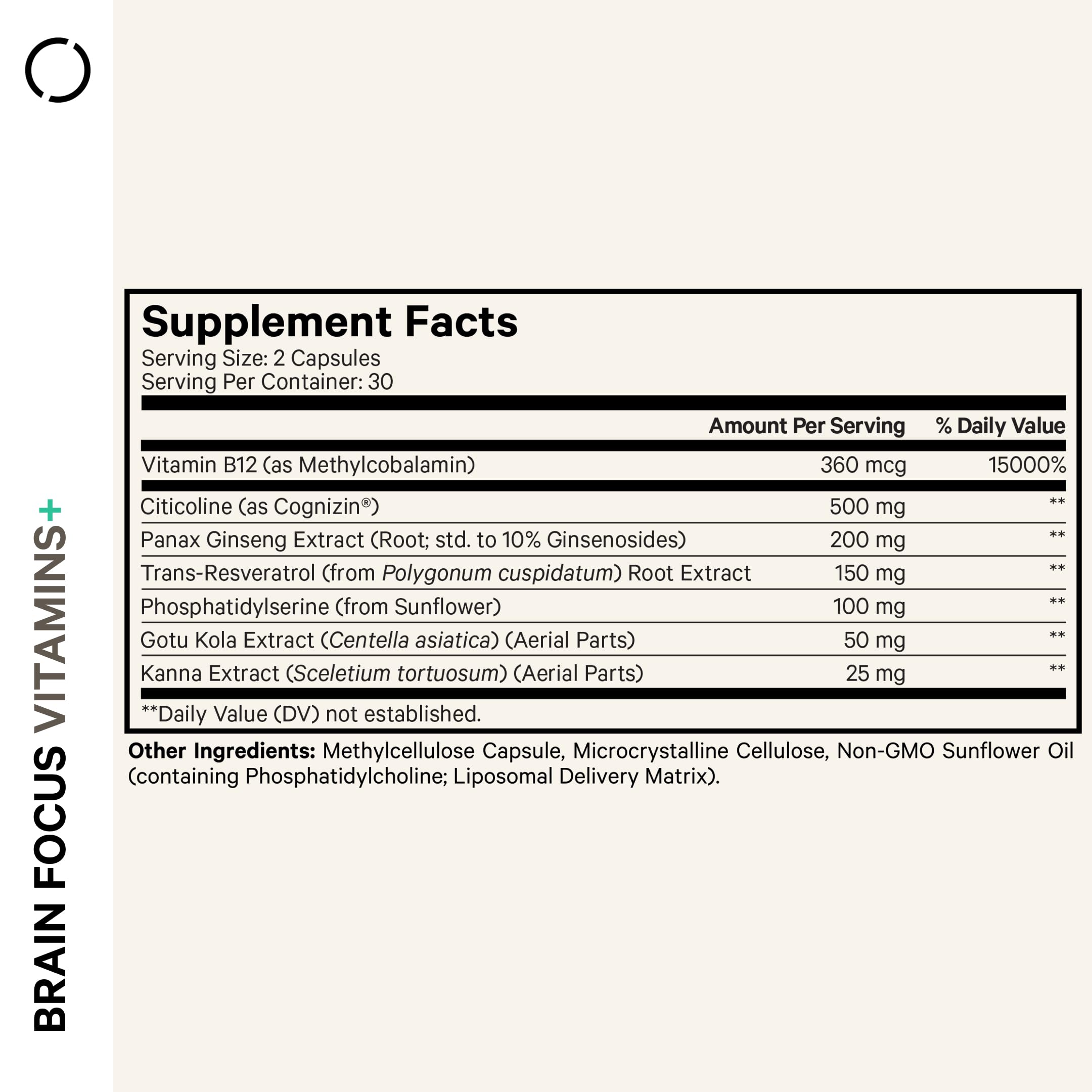 Codeage Brain Focus Vitamins+ Nootropic Supplement with Citicoline as Cognizin, Panax Ginseng, Resveratrol, Gotu Kola, Vitamin B12 Methylcobalamin - Liposomal Delivery - Non-GMO - 60 Capsules CodeageAu supplements