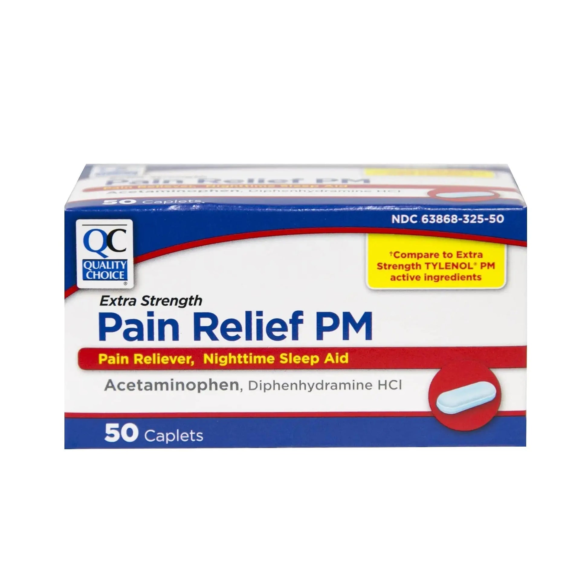 Quality Choice Extra Strength Pain Relief PM, Pain Reliever and Nighttime Sleep Aid, Acetaminophen 500 mg & Diphenhydramine HCI 25 mg (Sleep Aid), 50 Count Package of Caplets Quality ChoiceAu supplements