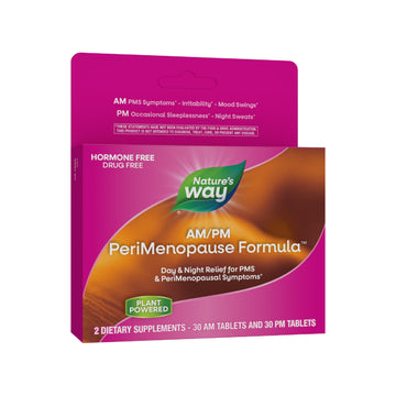 Nature's Way AM/PM PeriMenopause Formula, Perimenopause and PMS Symptom Support*, Hormone-Free, Hot Flashes*, PMS Symptoms*, Restful Sleep*, 30 AM & 30 PM Tablets Nature's WayAu supplements