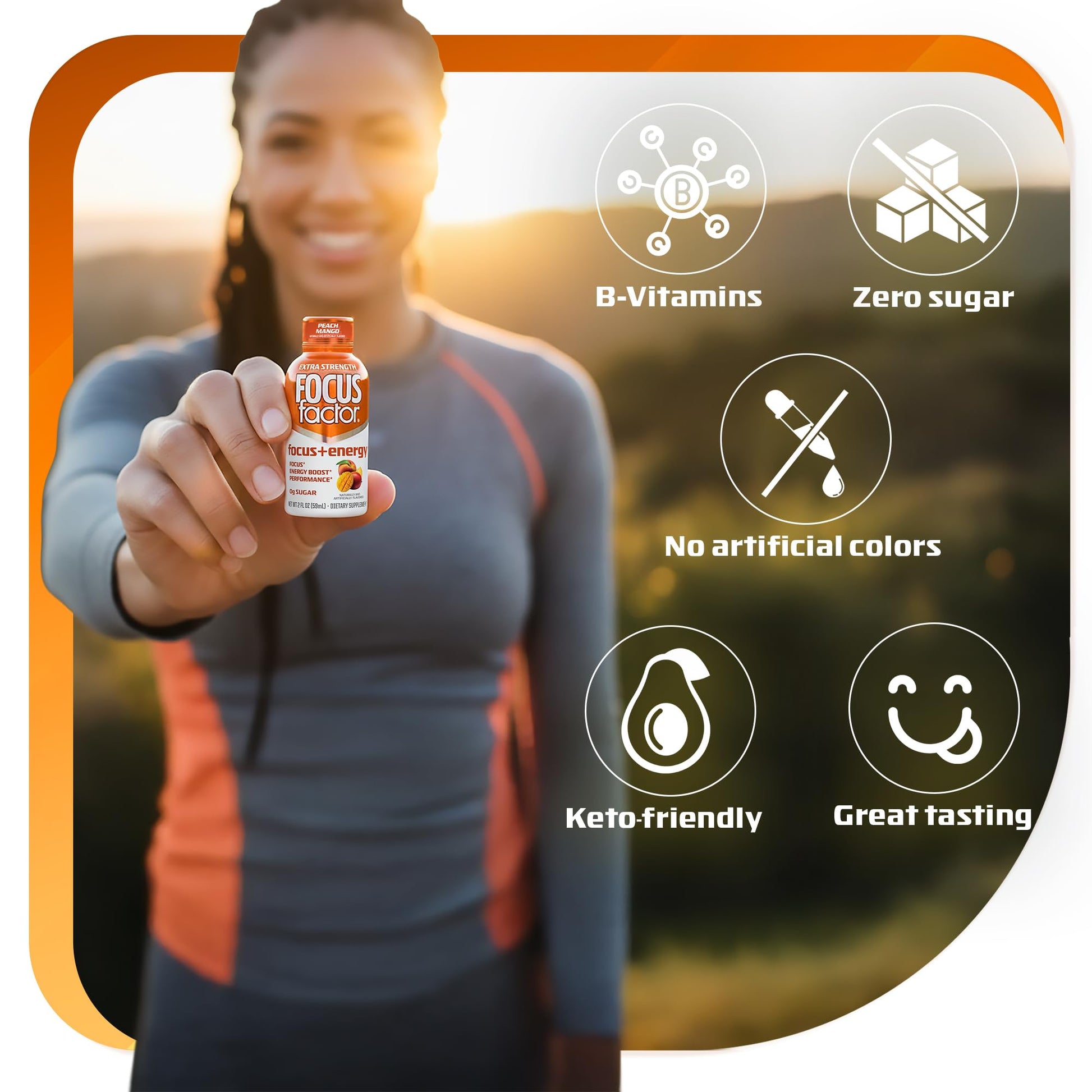 Focus Factor Extra Strength Focus + Energy Shots - 12 x 2oz Bottles (Peach Mango Flavor) - Powered by Nootropics with Caffeine, L-Theanine, Ginkgo, Bacopa, L-Tyrosine, Alpha GPC Focus FactorAu supplements