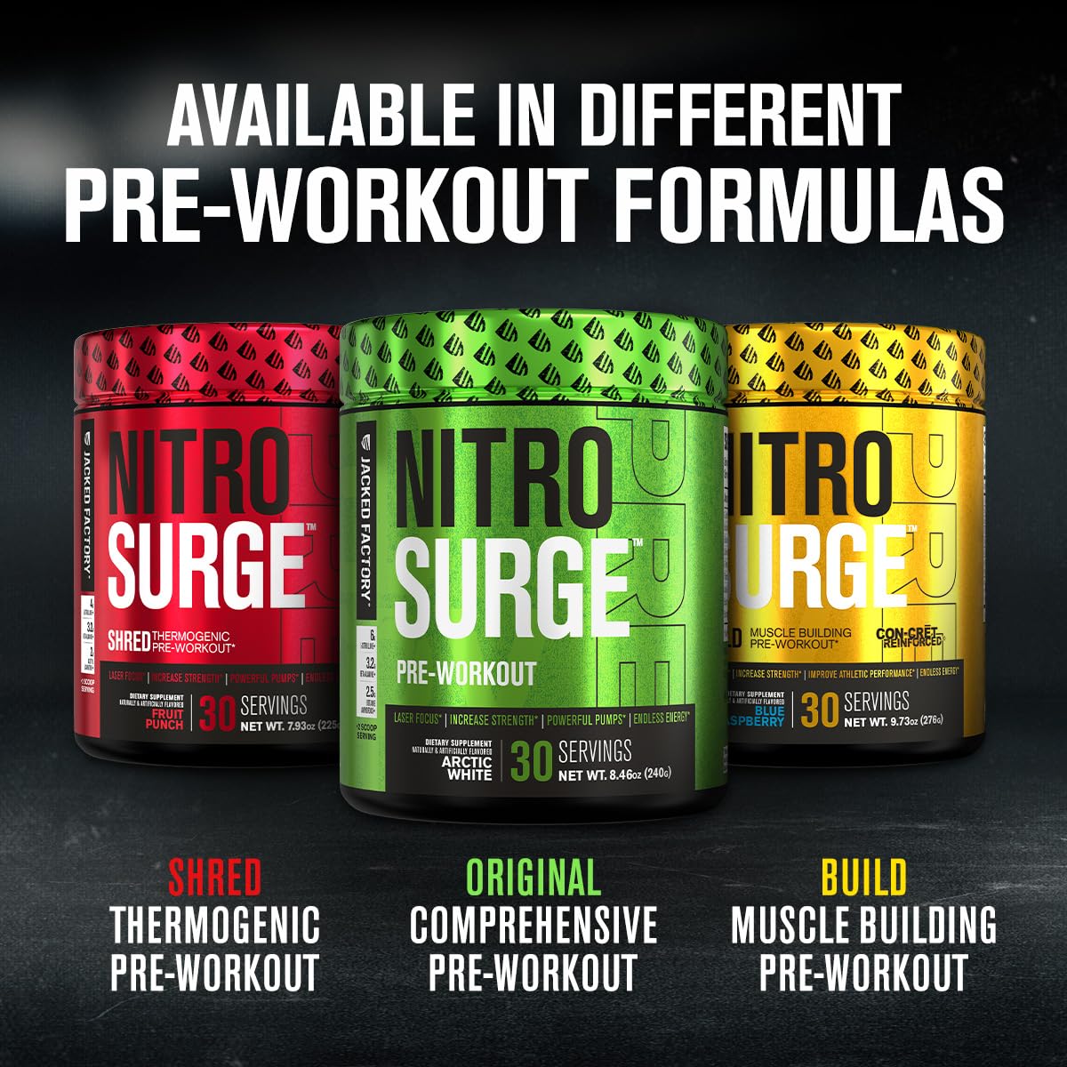 Jacked Factory NITROSURGE Shred Pre Workout Supplement - Energy Booster, Instant Jacked FactoryUS supplements
