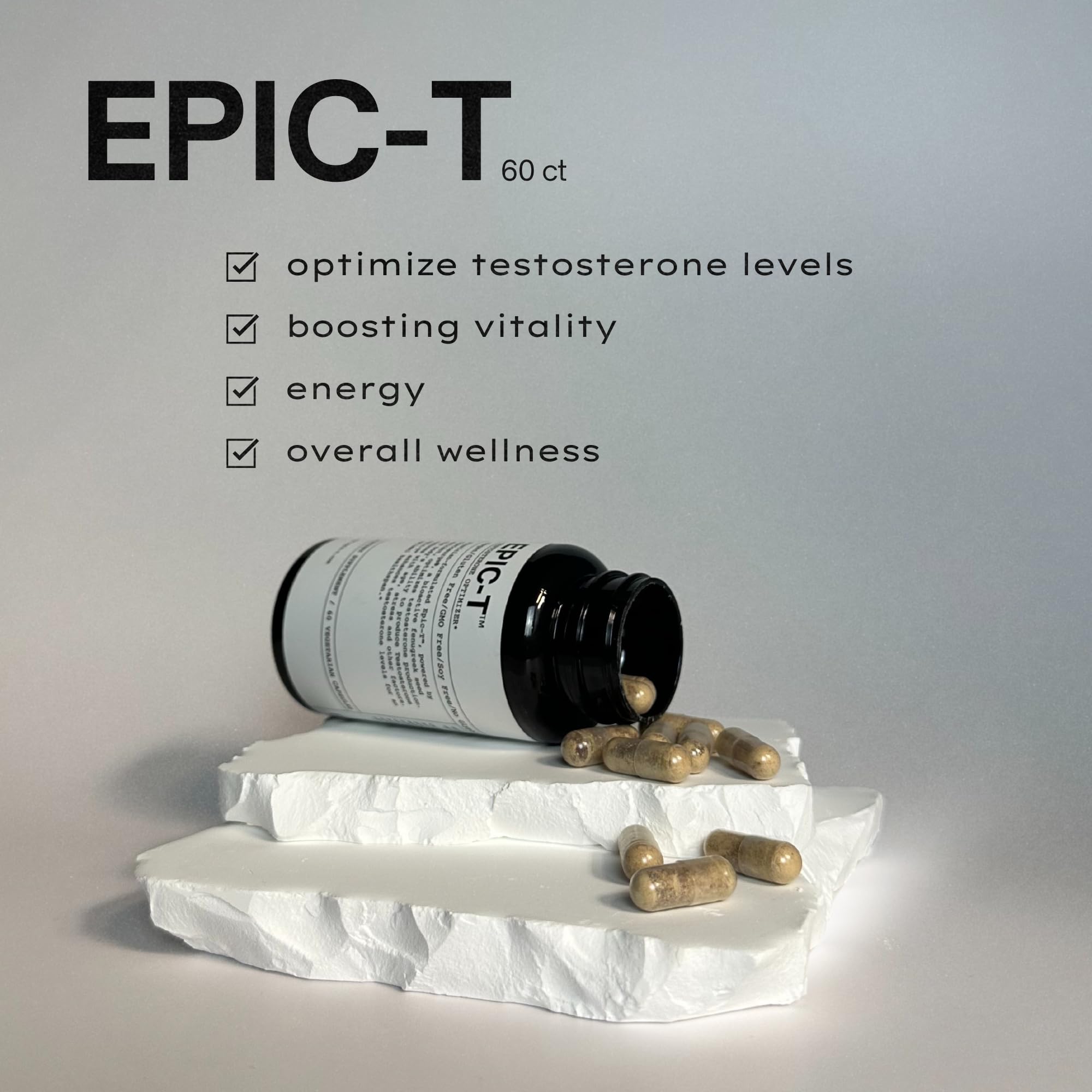 EPIC-T Testosterone Support Supplement for Men | Plant-Based Formula with Testosurge, B-Complex, B12, Zinc & Boron | Vegan, Non-GMO Daily Support EPICAu supplements