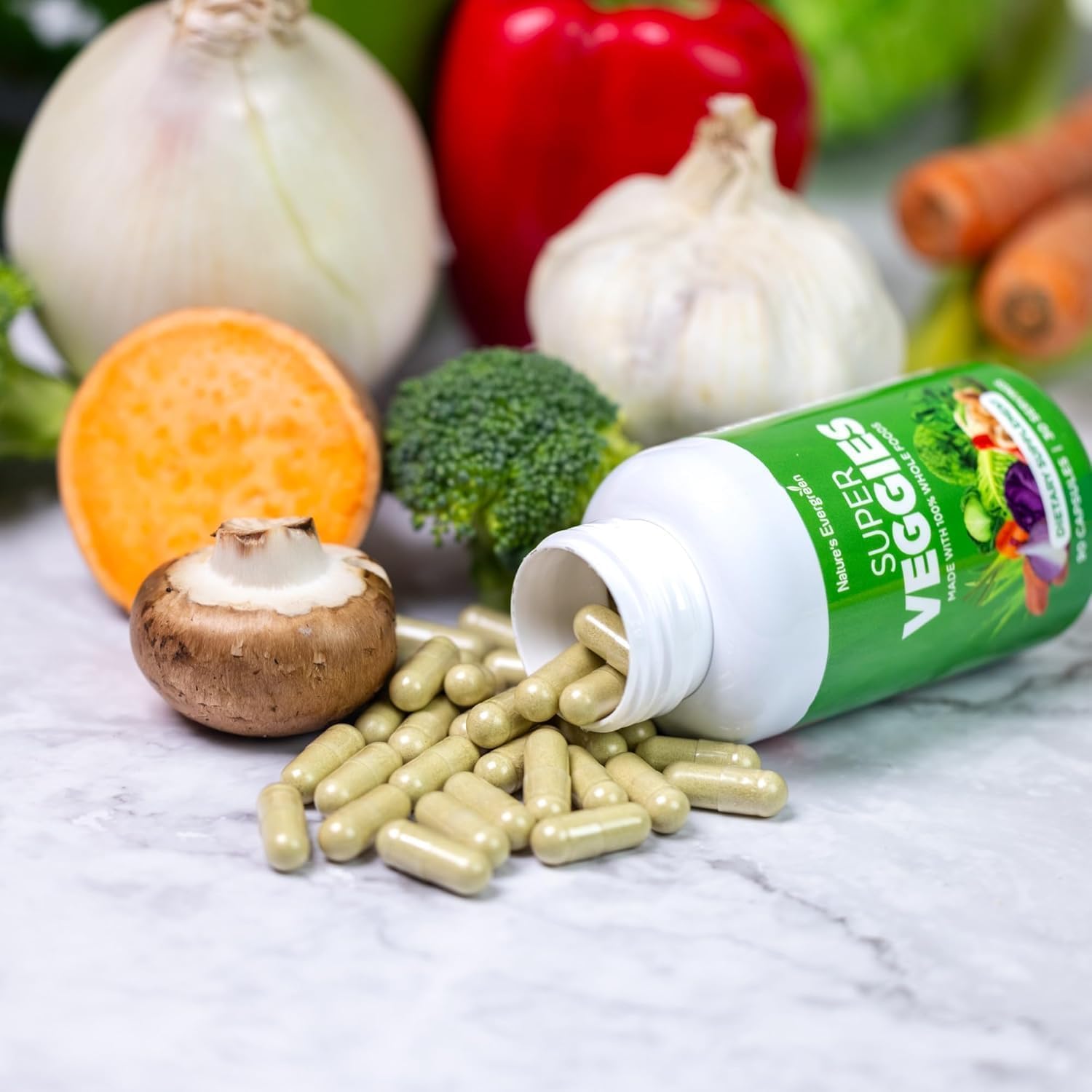 Fruits and Veggies Supplement - Nature Fruits and Vegetables Supplements - Vegan, Non GMO, Soy Free, Superfood Vitamins & Minerals Nutritional Balance - (Total 180 Capsules - Pack of 2) Made in USA Nature's EvergreenAu supplements