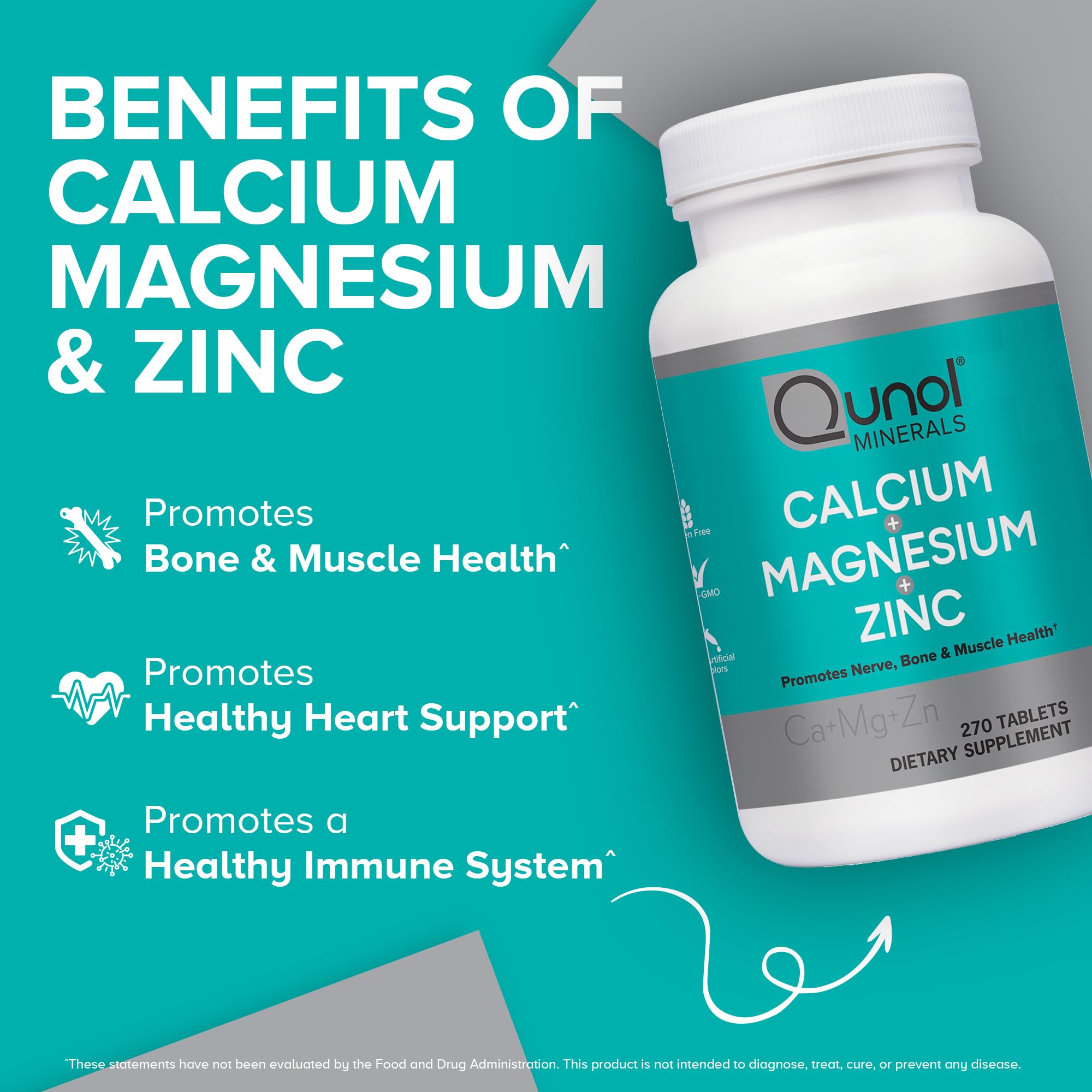 Qunol Calcium 3 in 1 Tablets with Calcium, Magnesium & Zinc for Immune Support, Bone QunolUS supplements