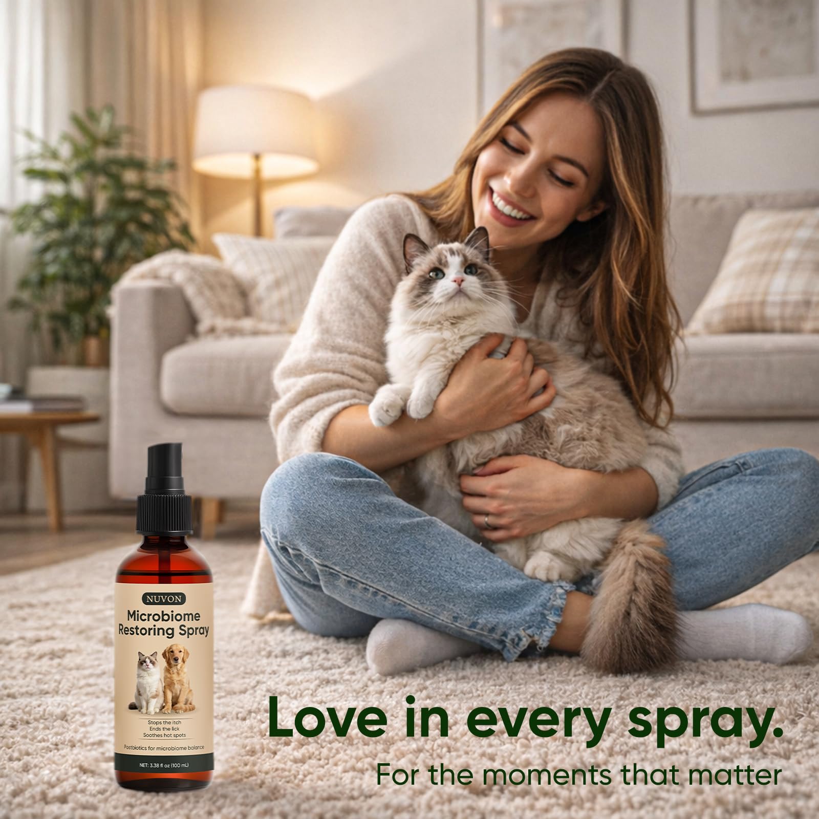Wanciment NUVON Postbiotic Spray - Hot Spot Treatment for Dogs & Cats - Helps Alleviate Sensitive Skin, Scratching, and Licking of Coat - 3.38 fl oz WancimentAu supplements