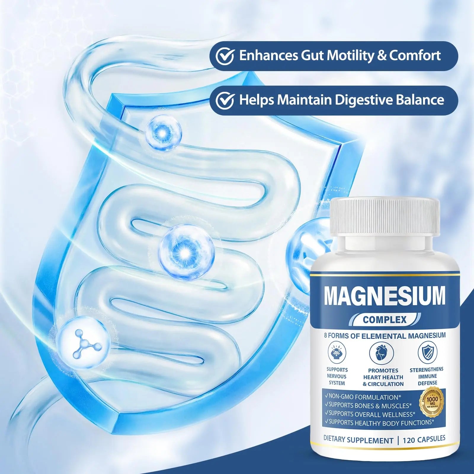 1000mg Magnesium Complex 8 in 1 for Women & Men – Magnesium Glycinate, Citrate, Malate, Taurate, Oxide, Carbonate, Aspartate, Orotate – Vegan Non-GMO, for Sleep, Fatigue & Heart Health, 120 Capsules BOSNETHUINHnz supplements
