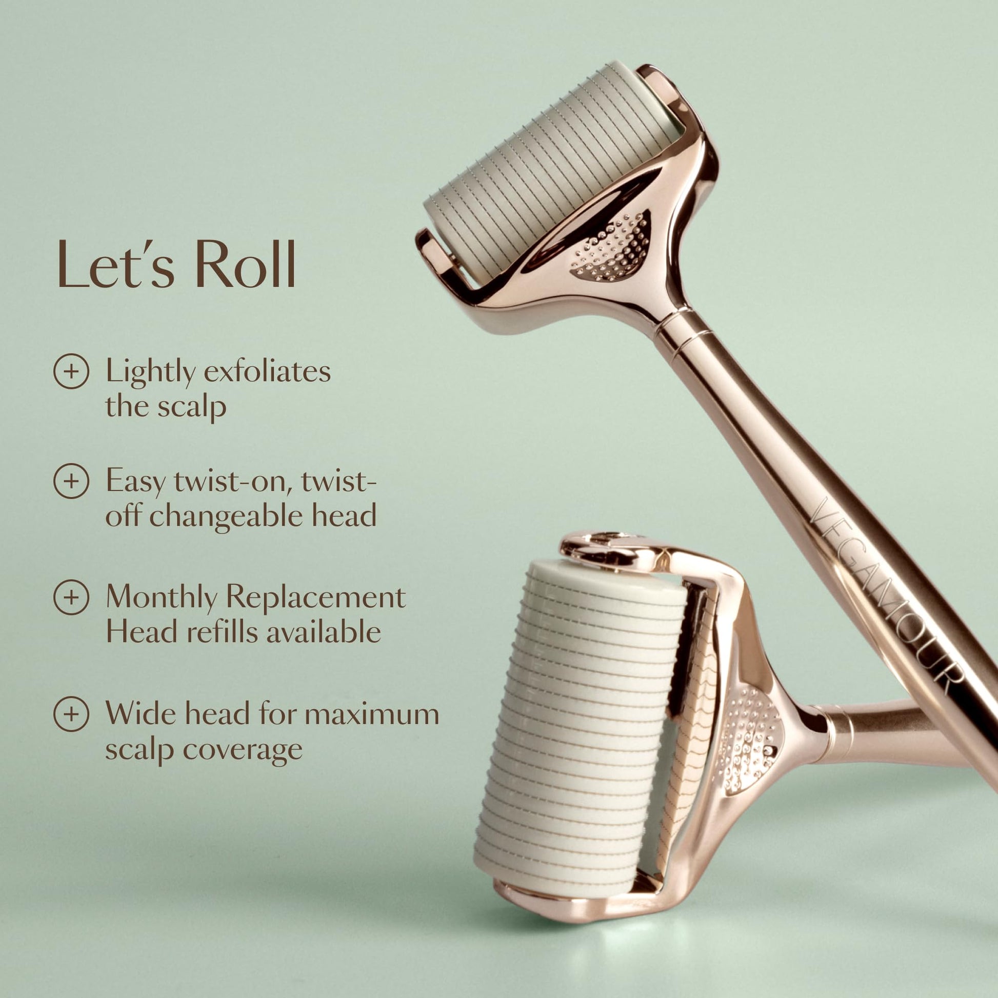 VEGAMOUR GRO+ Advanced Dermaroller | 1,200 Microneedle 0.25mm Scalp Tool | Gently Exfoliates the Scalp | Wide Head for Maximum Coverage VEGAMOURAu supplements