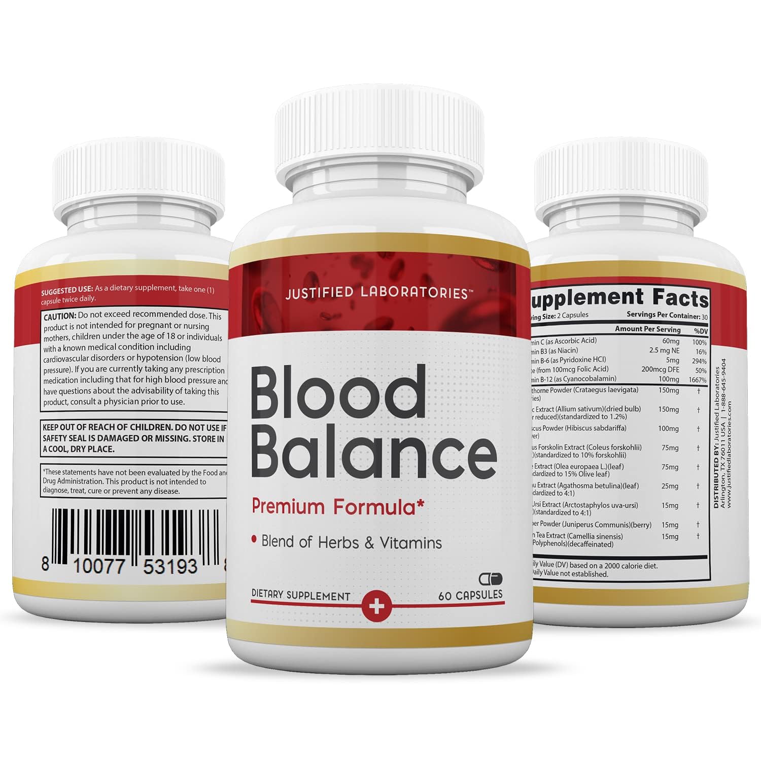 (3 Pack) Blood Balance Advanced Formula 688MG Supplement Pills 180 Capsules Justified LaboratoriesAu supplements