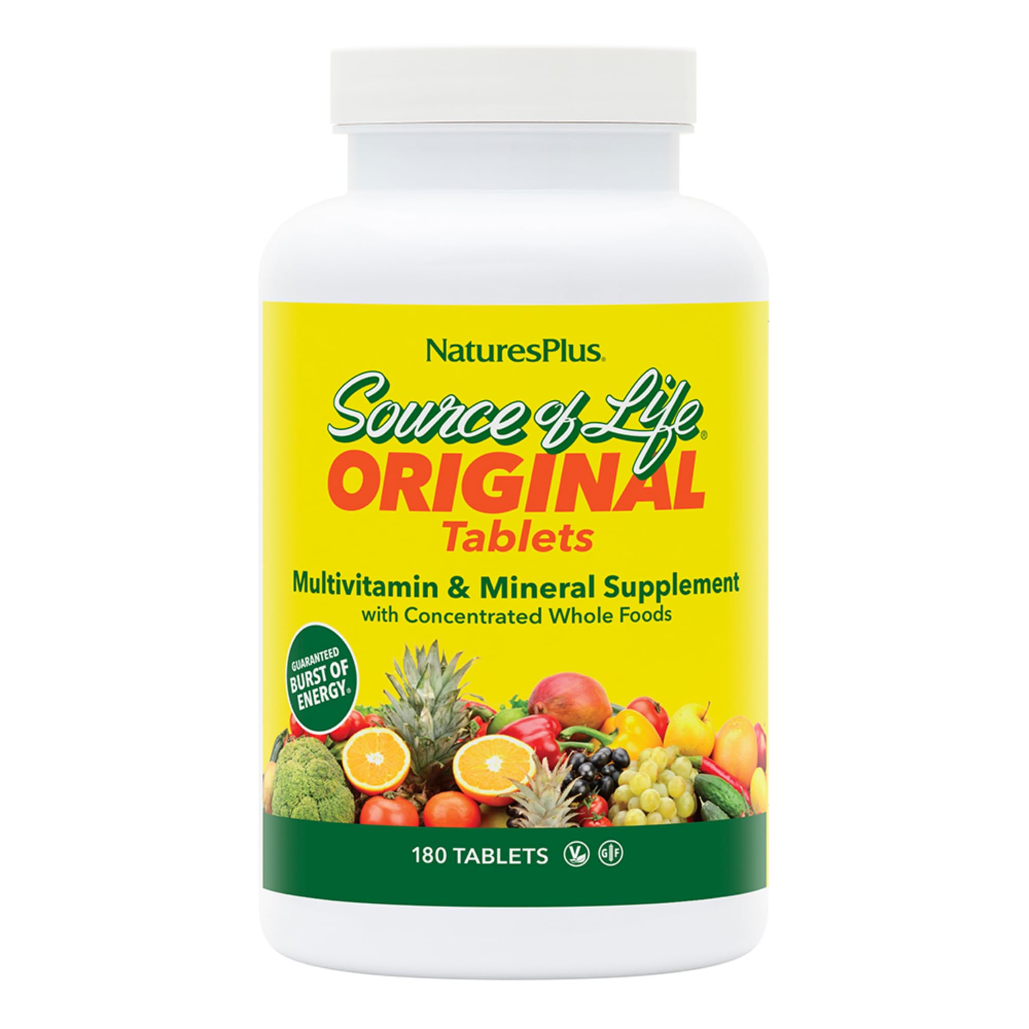 NaturesPlus Source of Life - 180 Tablets, Pack of 2 - Multivitamin & Mineral Supplement with Concentrated Whole Foods - Gluten Free, Vegetarian - 120 Total Servings NaturesPlusAu supplements